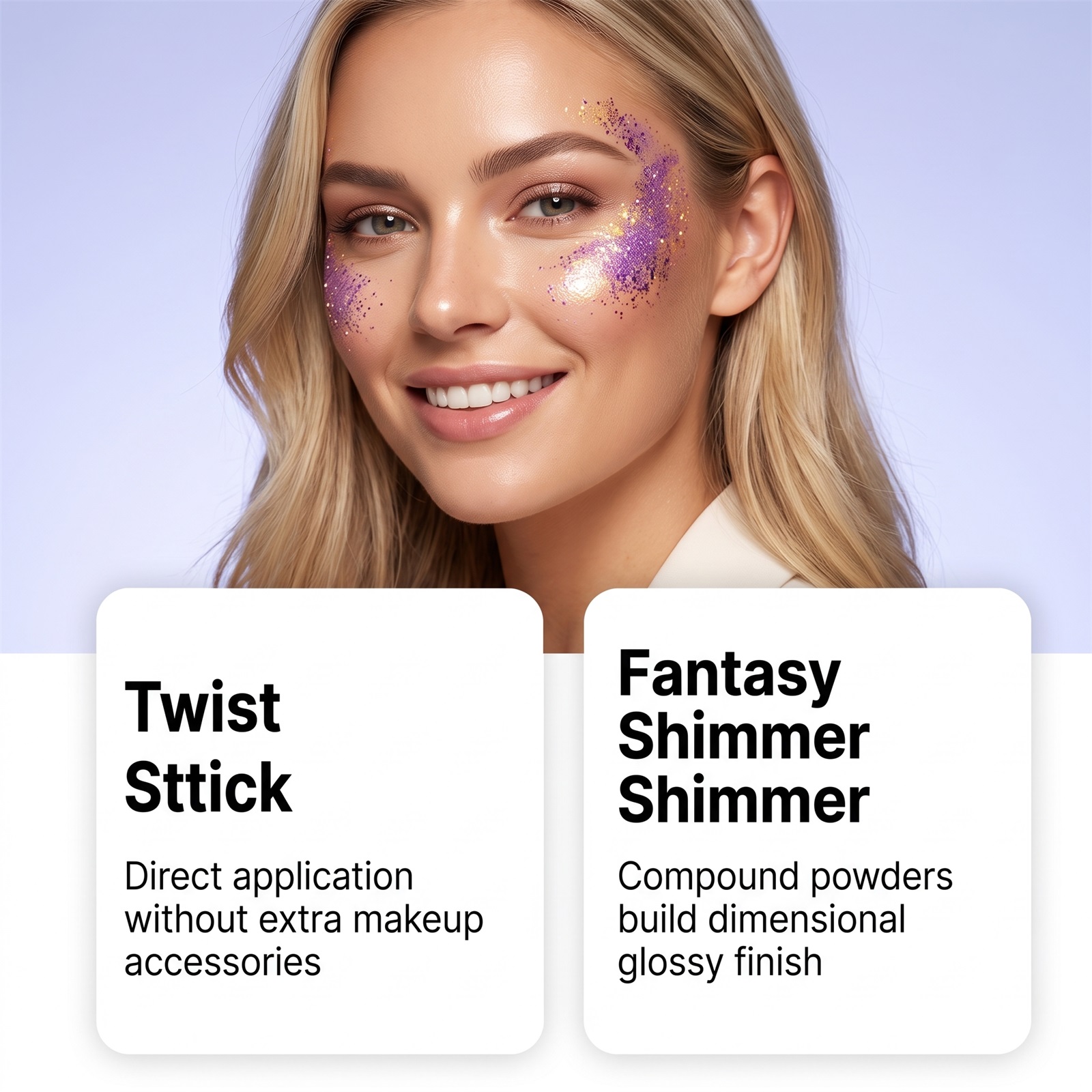(Red) Halloween Glitter Stick Natural Color Rendering Silky Makeup Application Face Body Applicable Festival Party Look