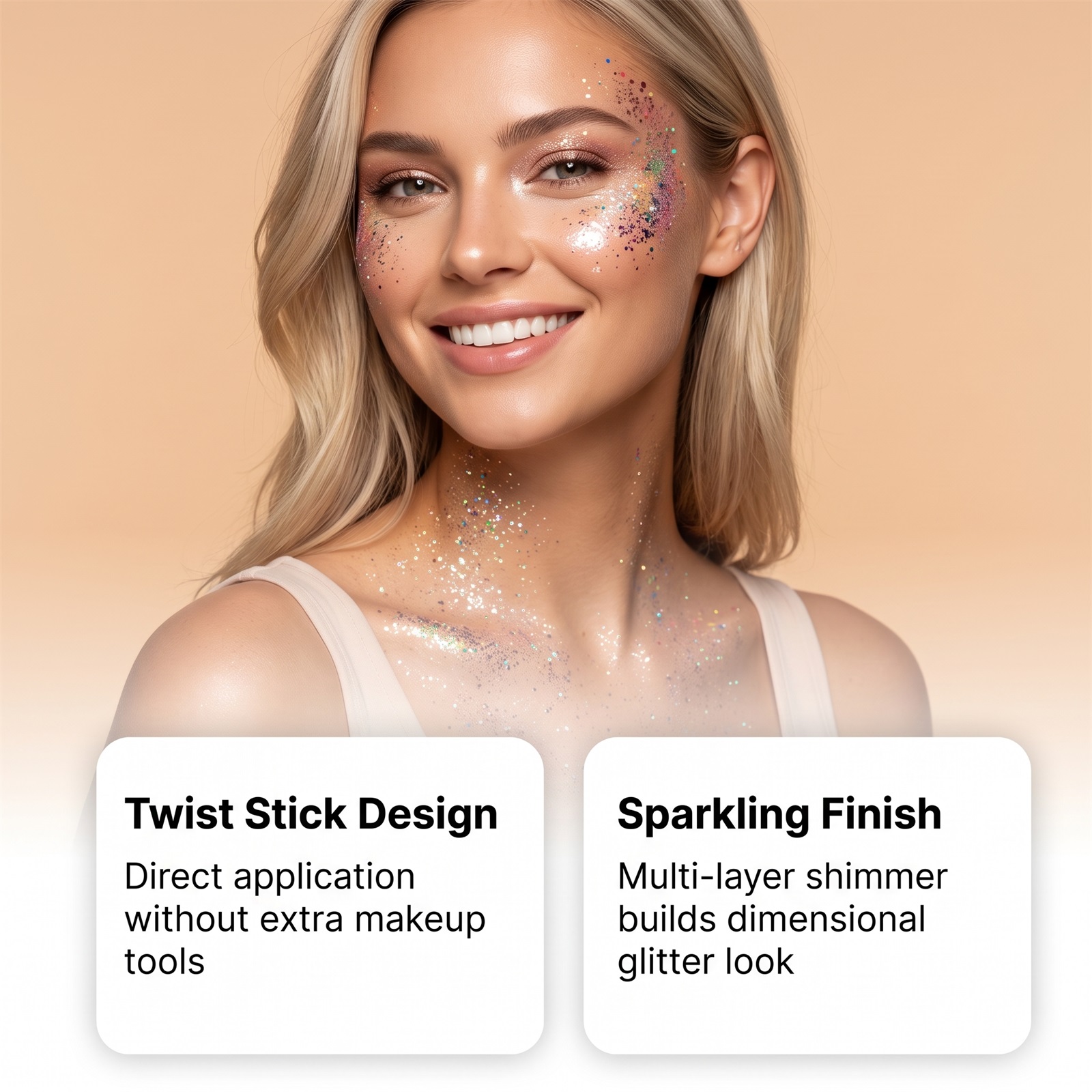 (Red) Halloween Glitter Stick Natural Color Rendering Silky Makeup Application Face Body Applicable Festival Party Look