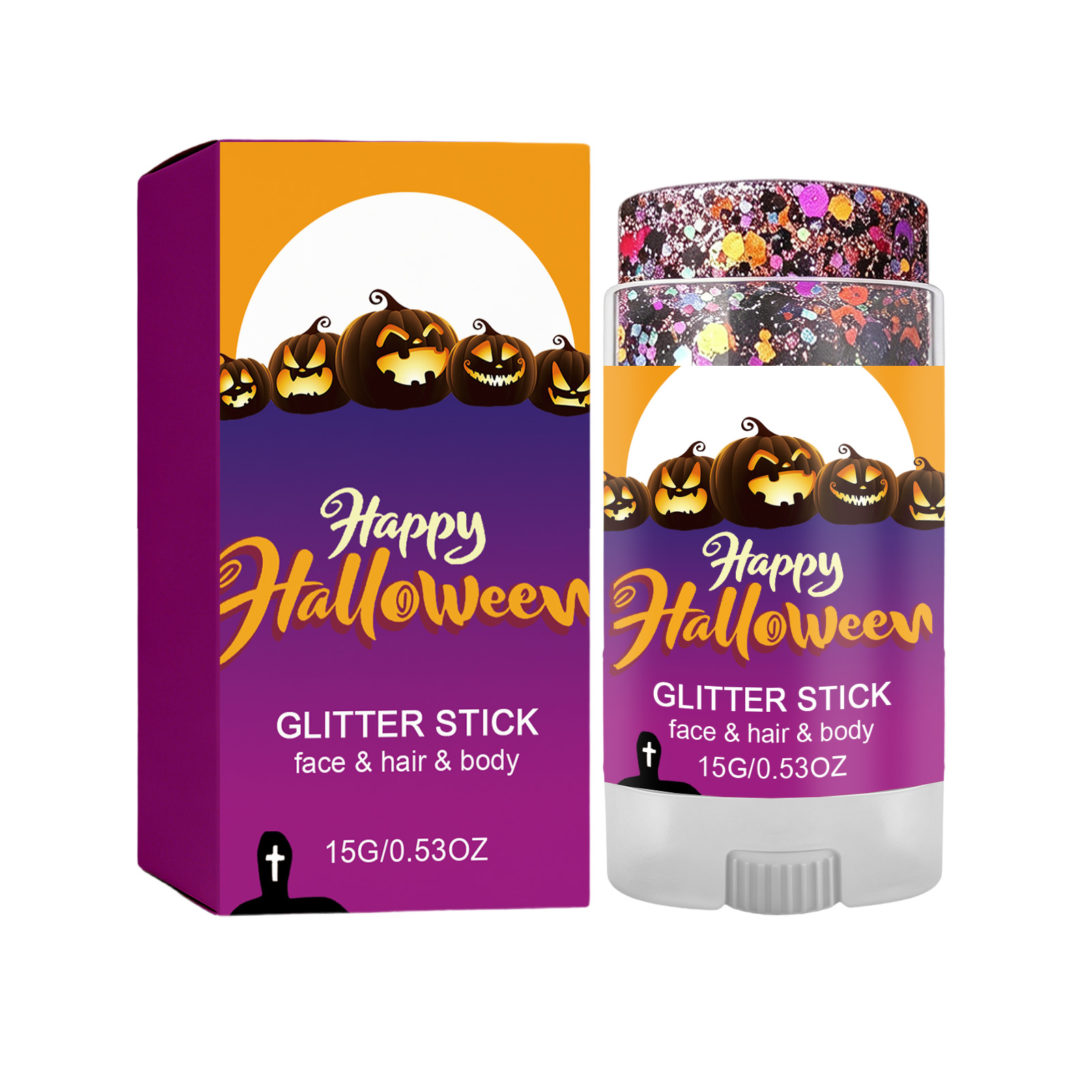 (Red) Halloween Glitter Stick Natural Color Rendering Silky Makeup Application Face Body Applicable Festival Party Look