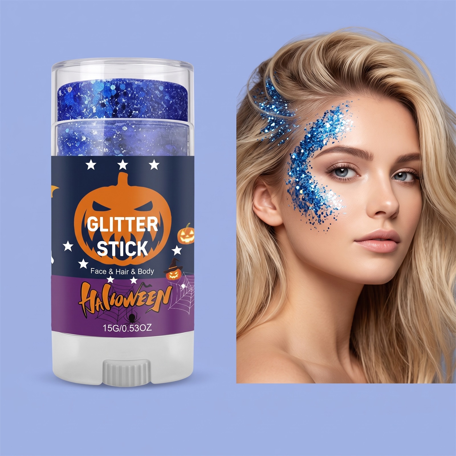 (Red) Halloween Glitter Stick Natural Color Rendering Silky Makeup Application Face Body Applicable Festival Party Look