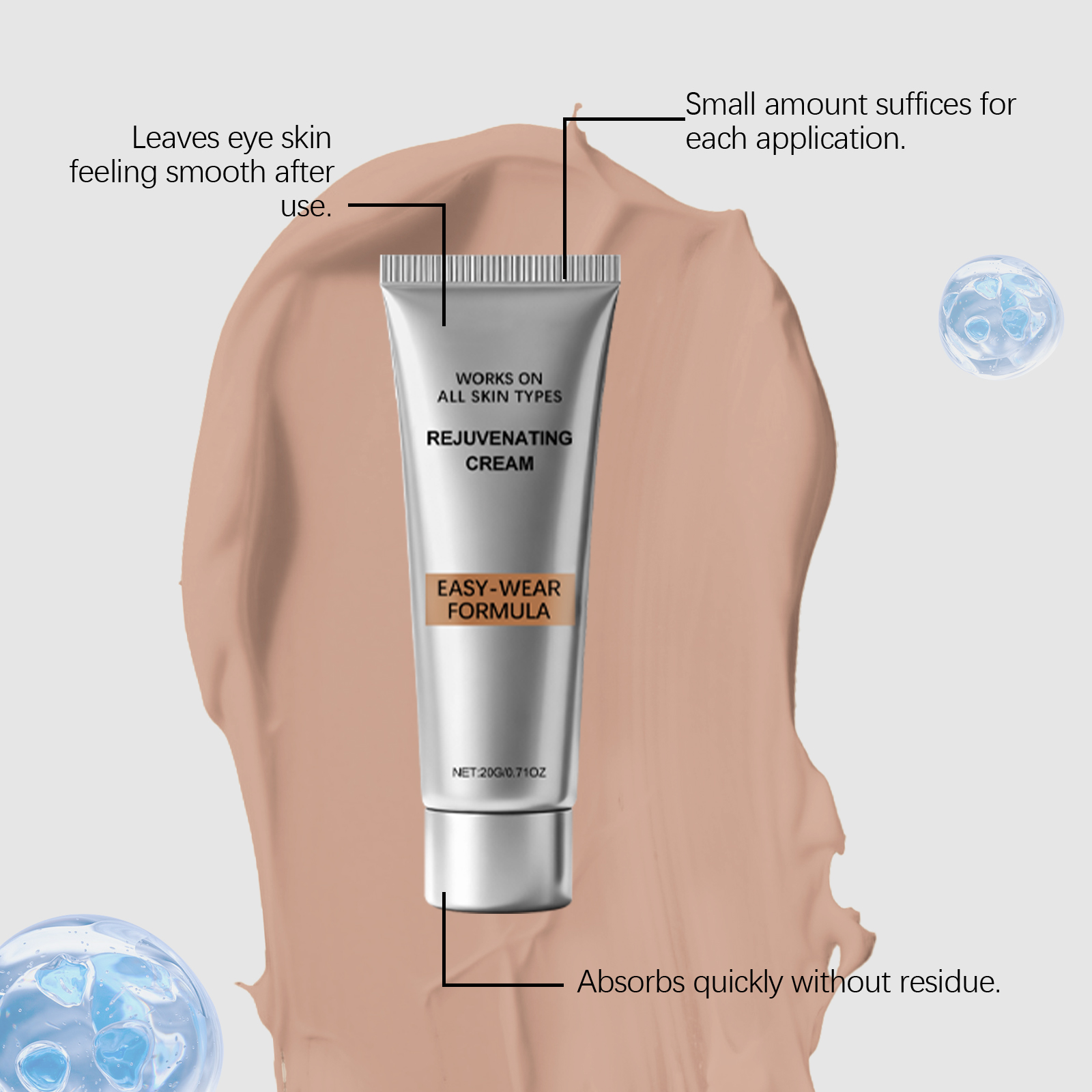Eye Cream Gentle Nourishing Care Moisturizing Smooth Eye Skin Hydrate Daily Replenish Massage Apply Nursing Cream