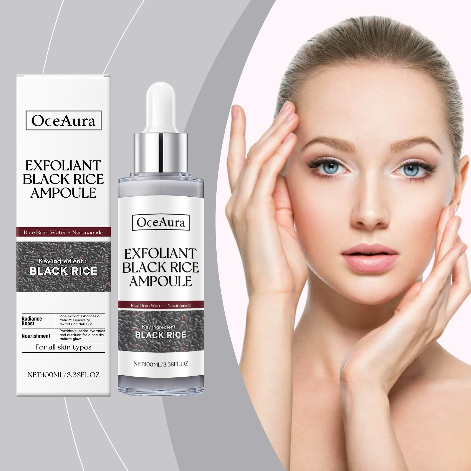 Black Rice Brightening Exfoliating Liquid Facial Cleansing Ampoule Softening Skin Facial Essence
