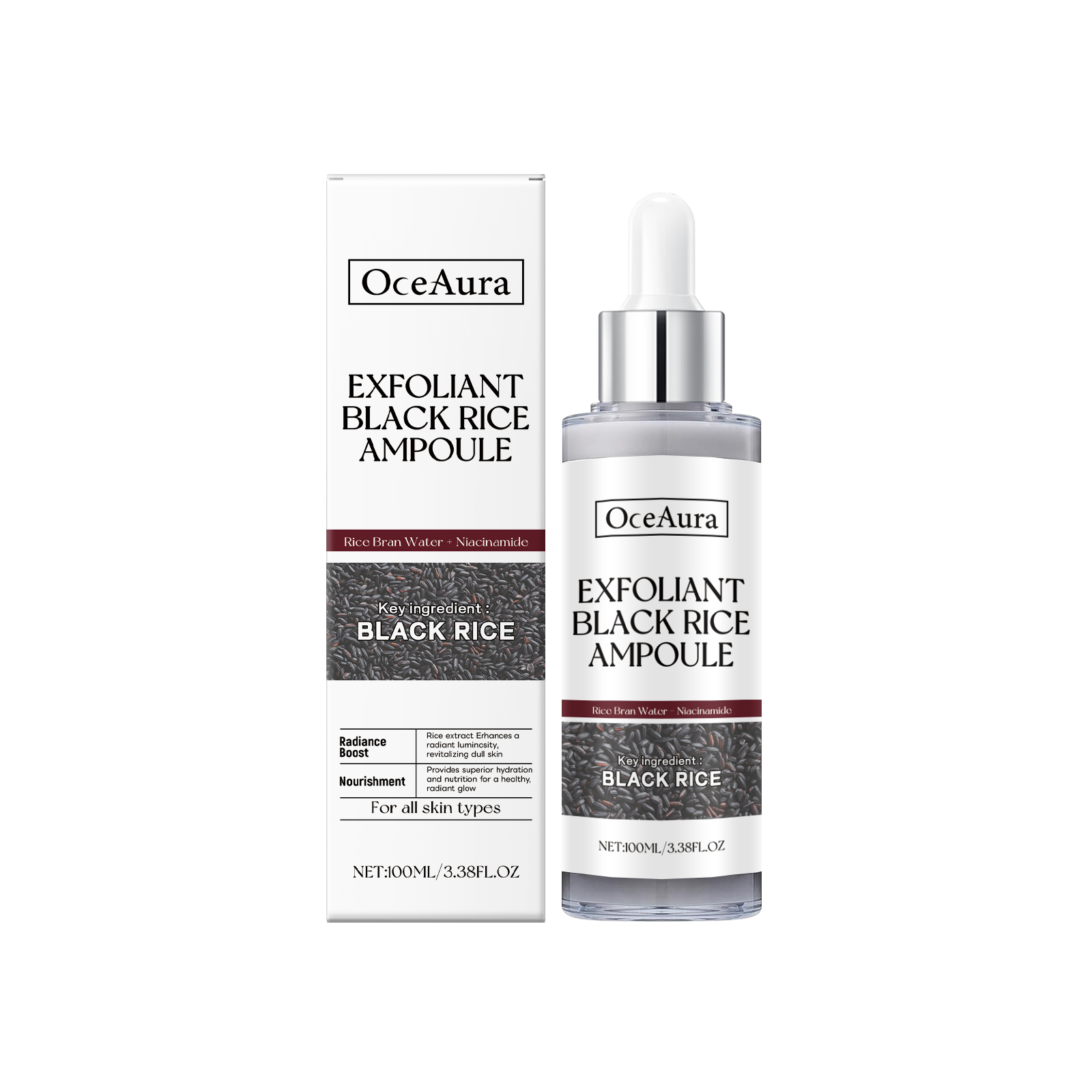 Black Rice Brightening Exfoliating Liquid Facial Cleansing Ampoule Softening Skin Facial Essence