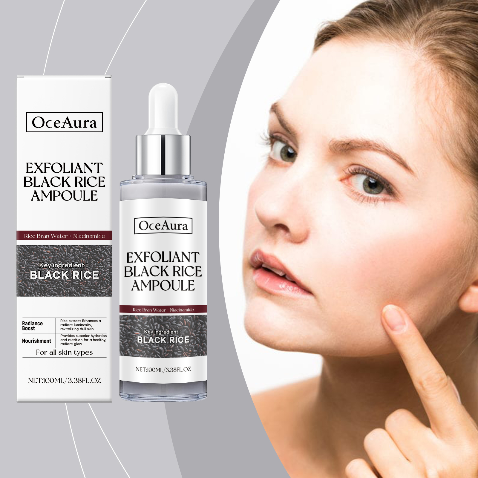 Black Rice Brightening Exfoliating Liquid Facial Cleansing Ampoule Softening Skin Facial Essence