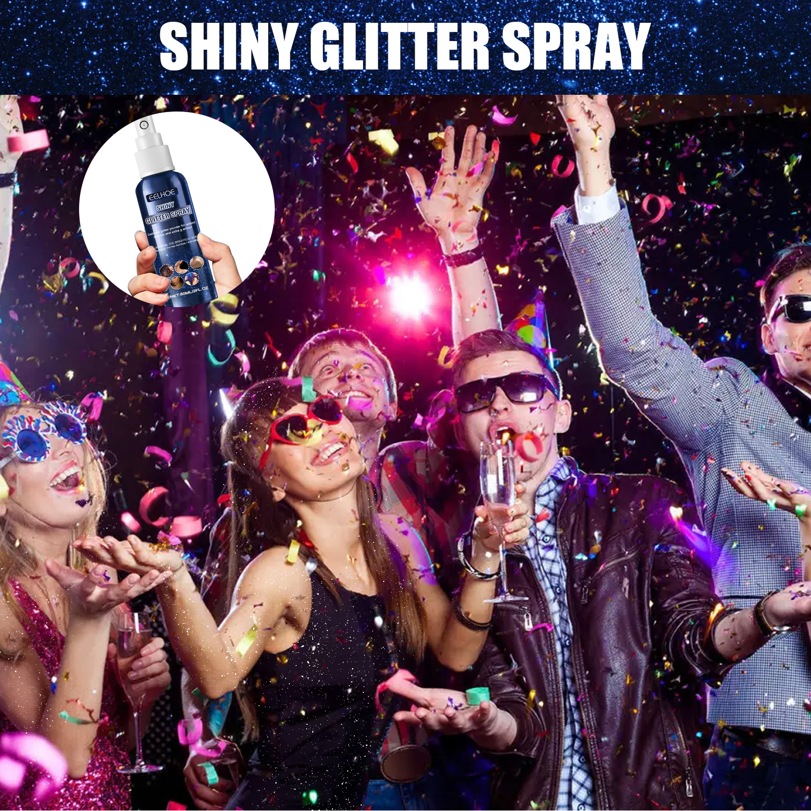 Shimmer Spray Halloween Party Body Hair Clothes Glitter Long Lasting Highlight Sparkle 60ml