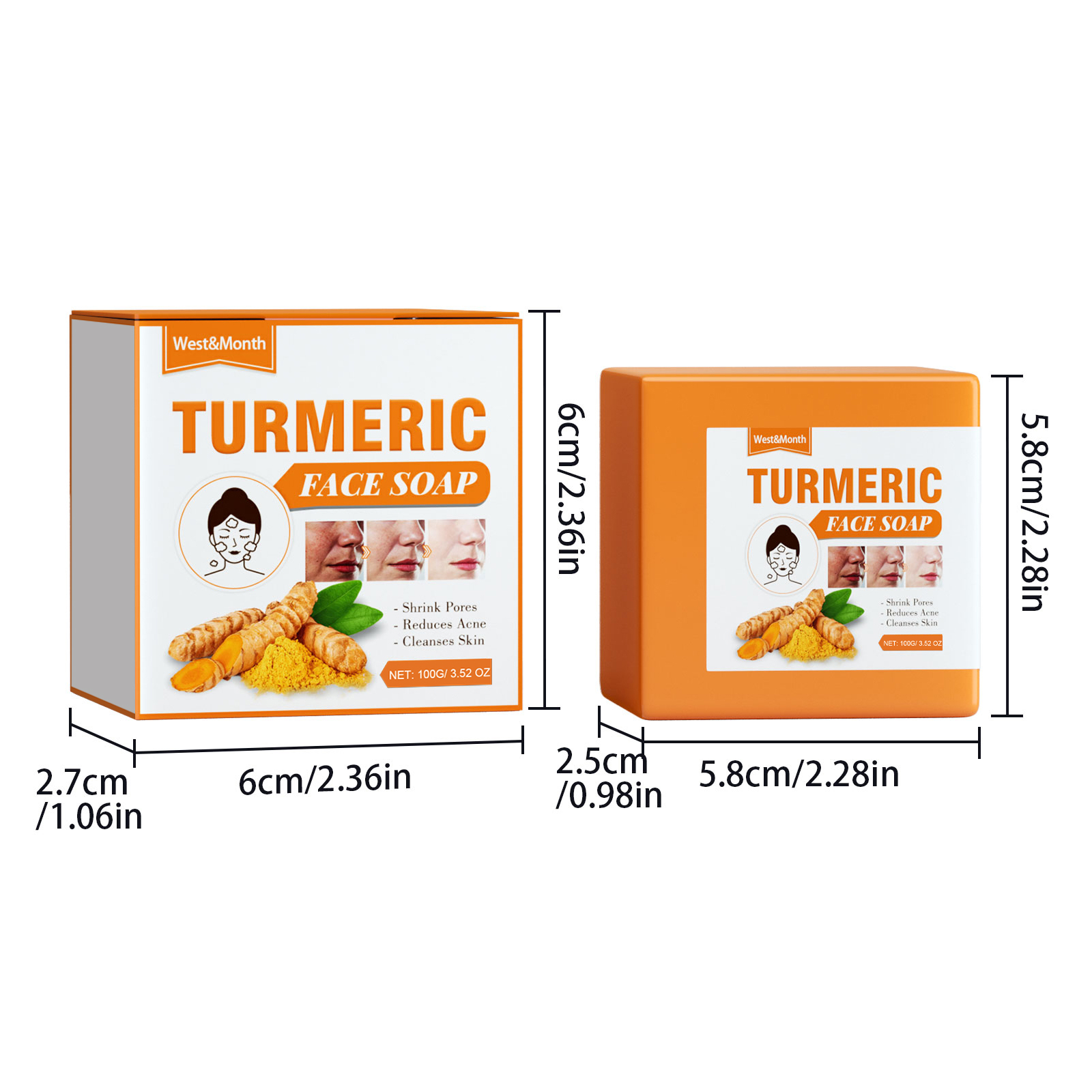 Turmeric Face Soap Gentle Cleansing Soothe Repair Even Skin Tone Daily Cleansing Bar 100g