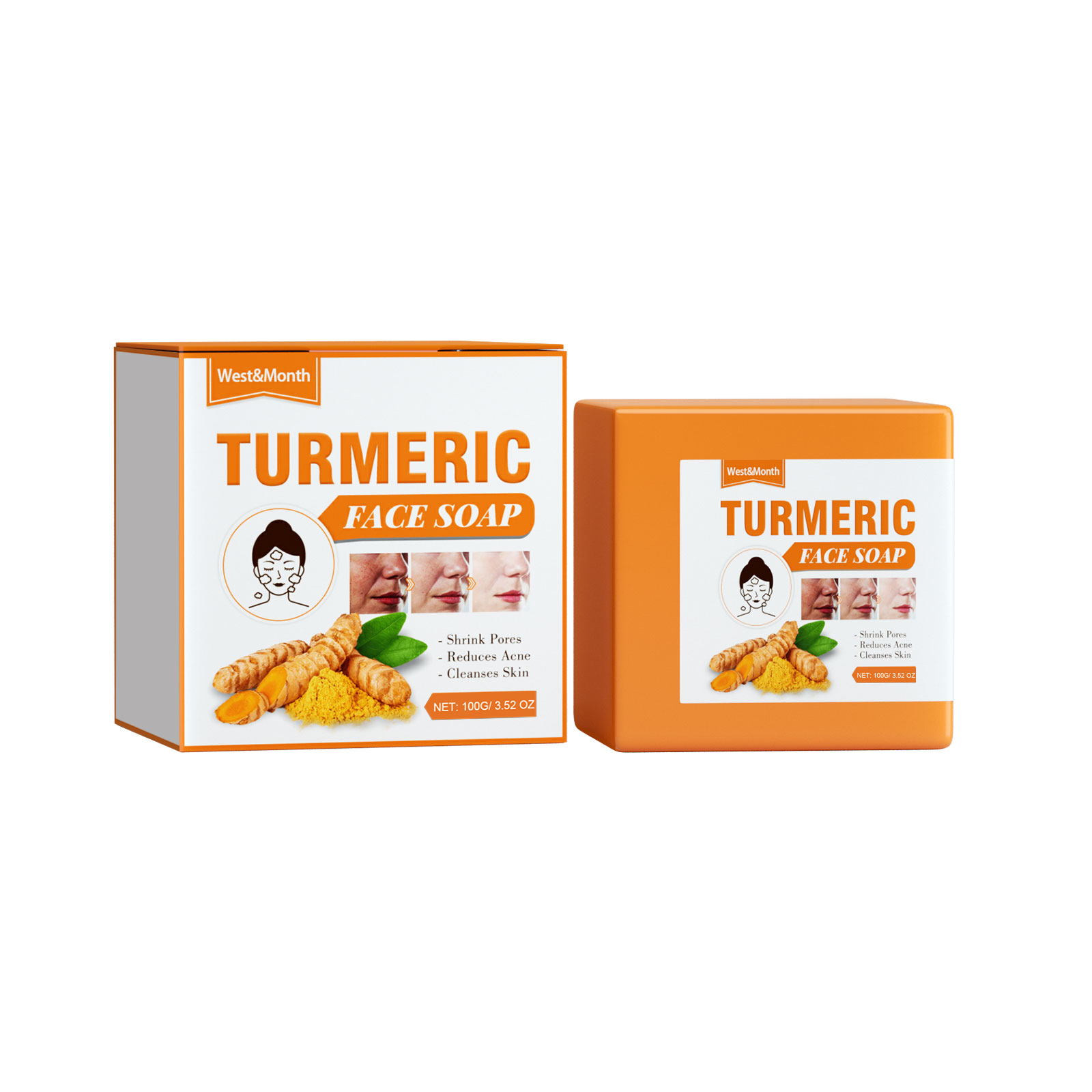 Turmeric Face Soap Gentle Cleansing Soothe Repair Even Skin Tone Daily Cleansing Bar 100g