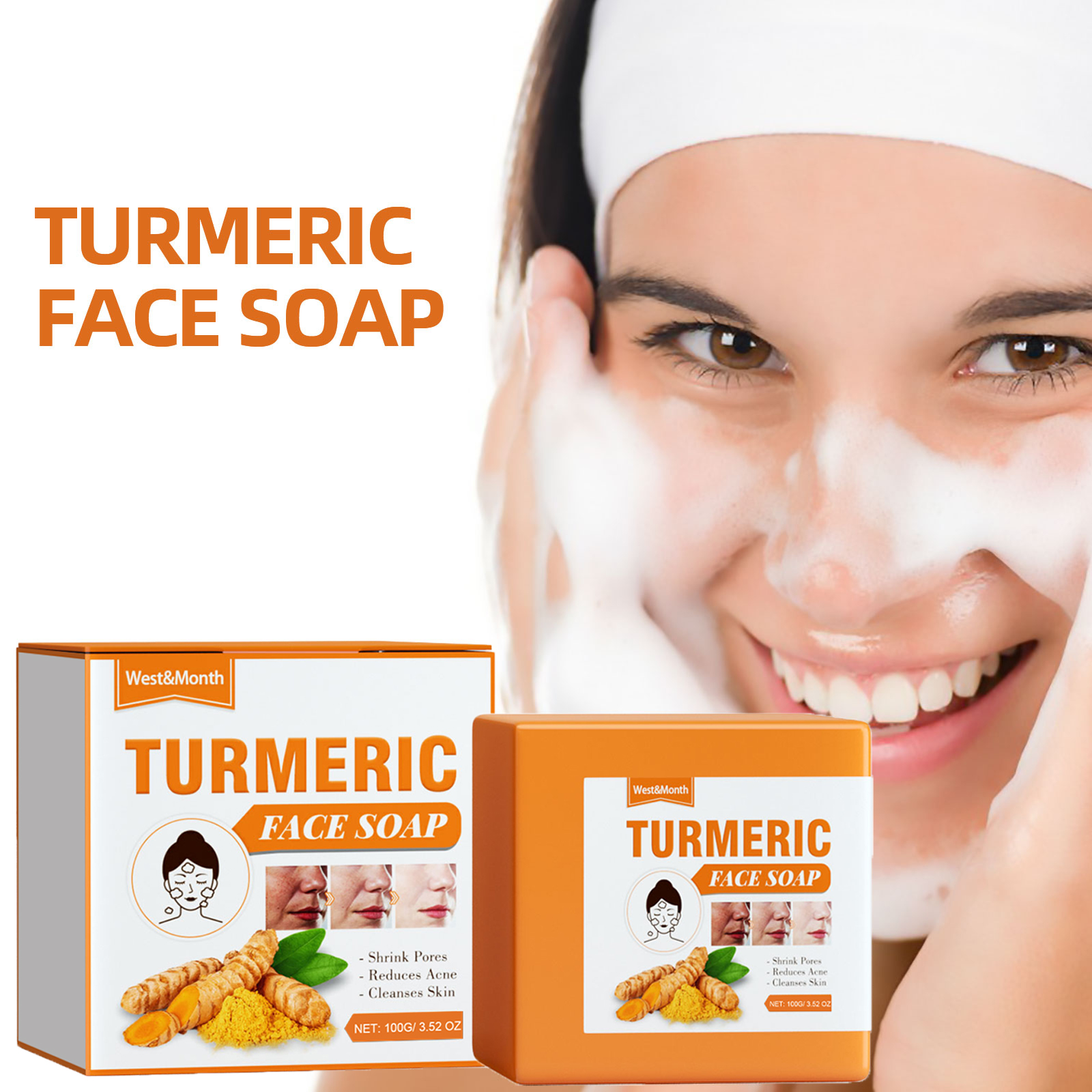 Turmeric Face Soap Gentle Cleansing Soothe Repair Even Skin Tone Daily Cleansing Bar 100g
