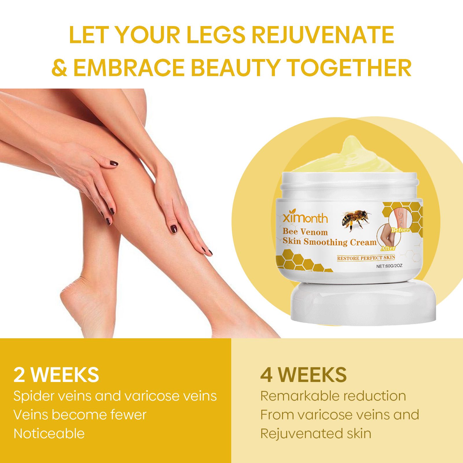 Bee Venom Leg Care Cream Soothing Moisturizing For Leg Discomfort And Daily Skin Care 60g