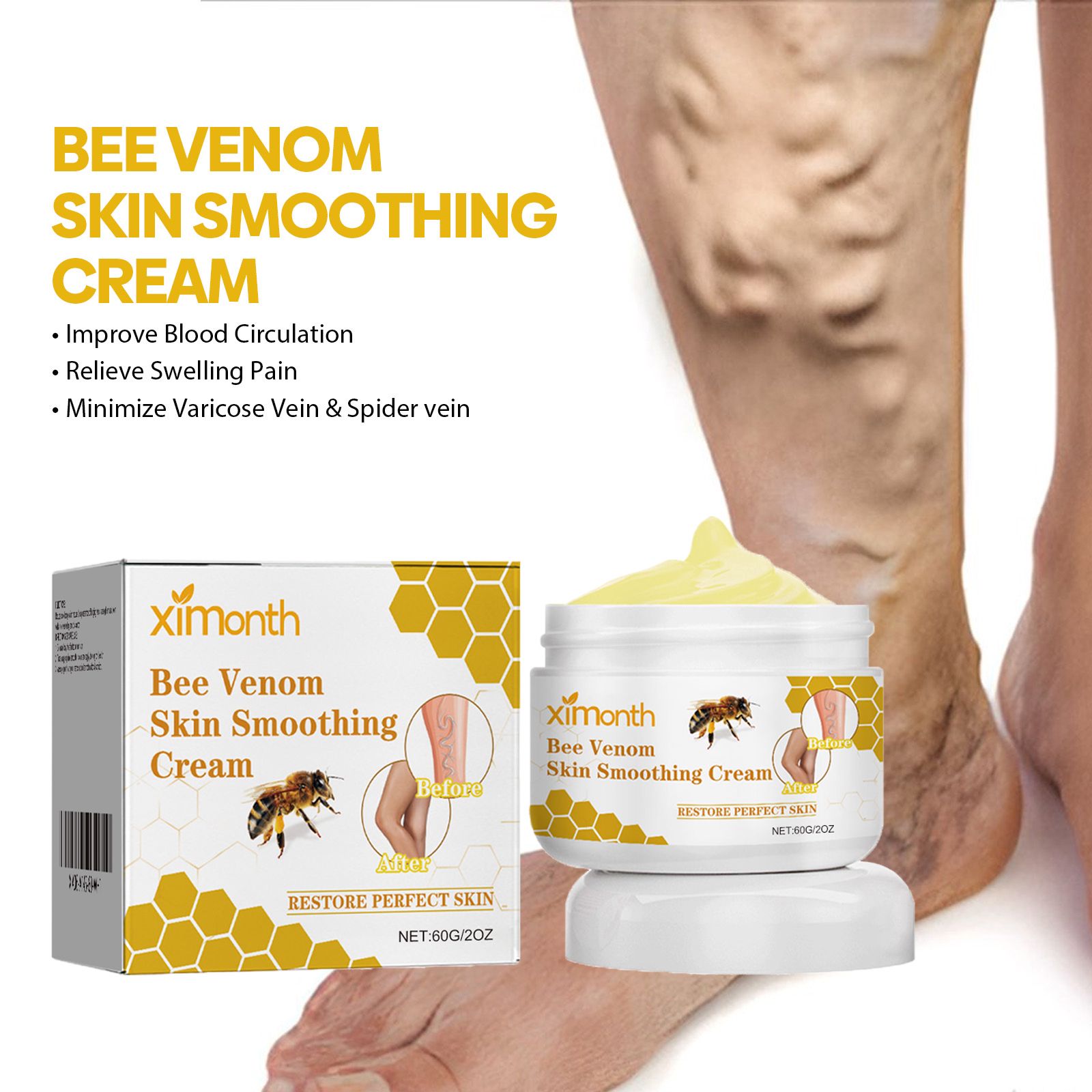 Bee Venom Leg Care Cream Soothing Moisturizing For Leg Discomfort And Daily Skin Care 60g