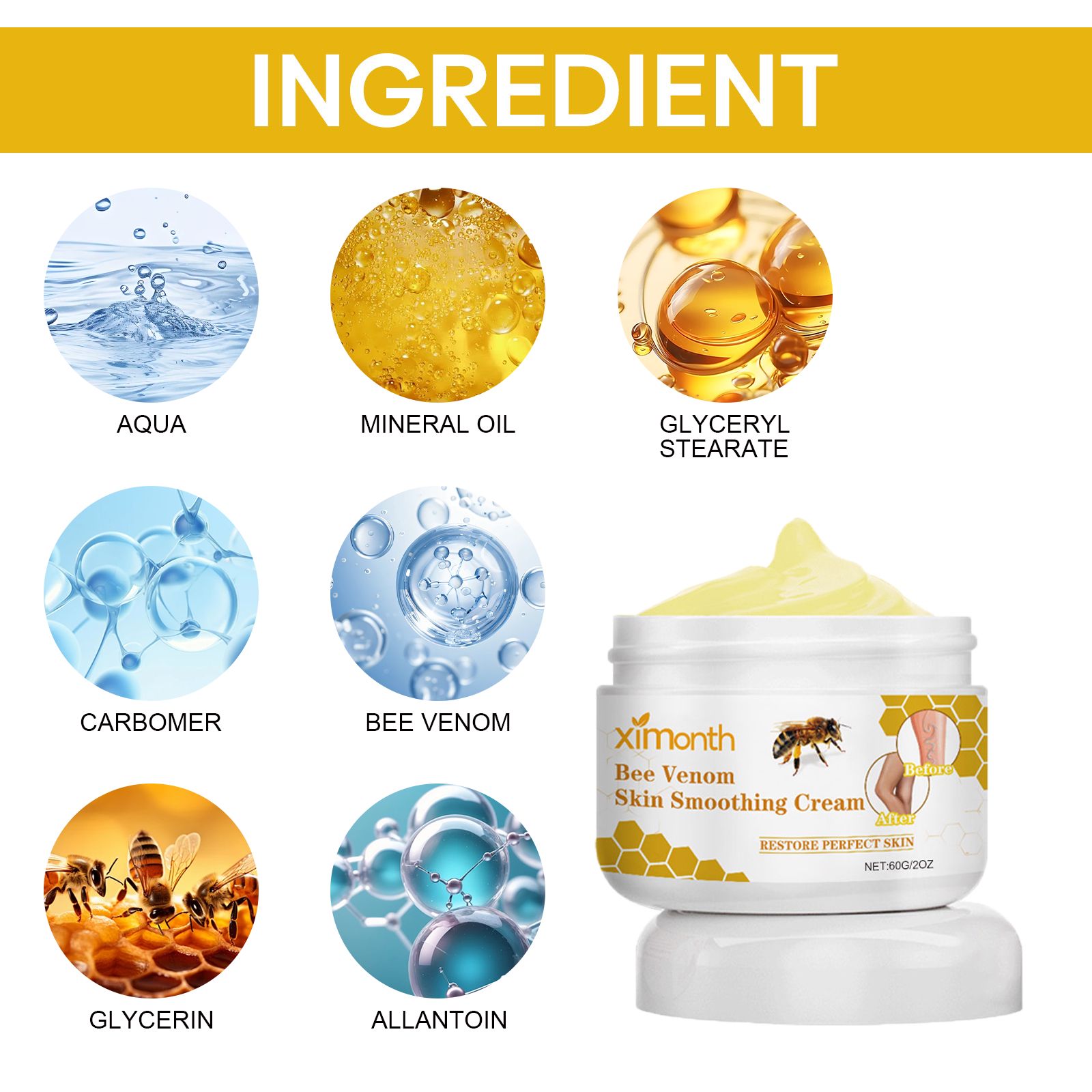 Bee Venom Leg Care Cream Soothing Moisturizing For Leg Discomfort And Daily Skin Care 60g