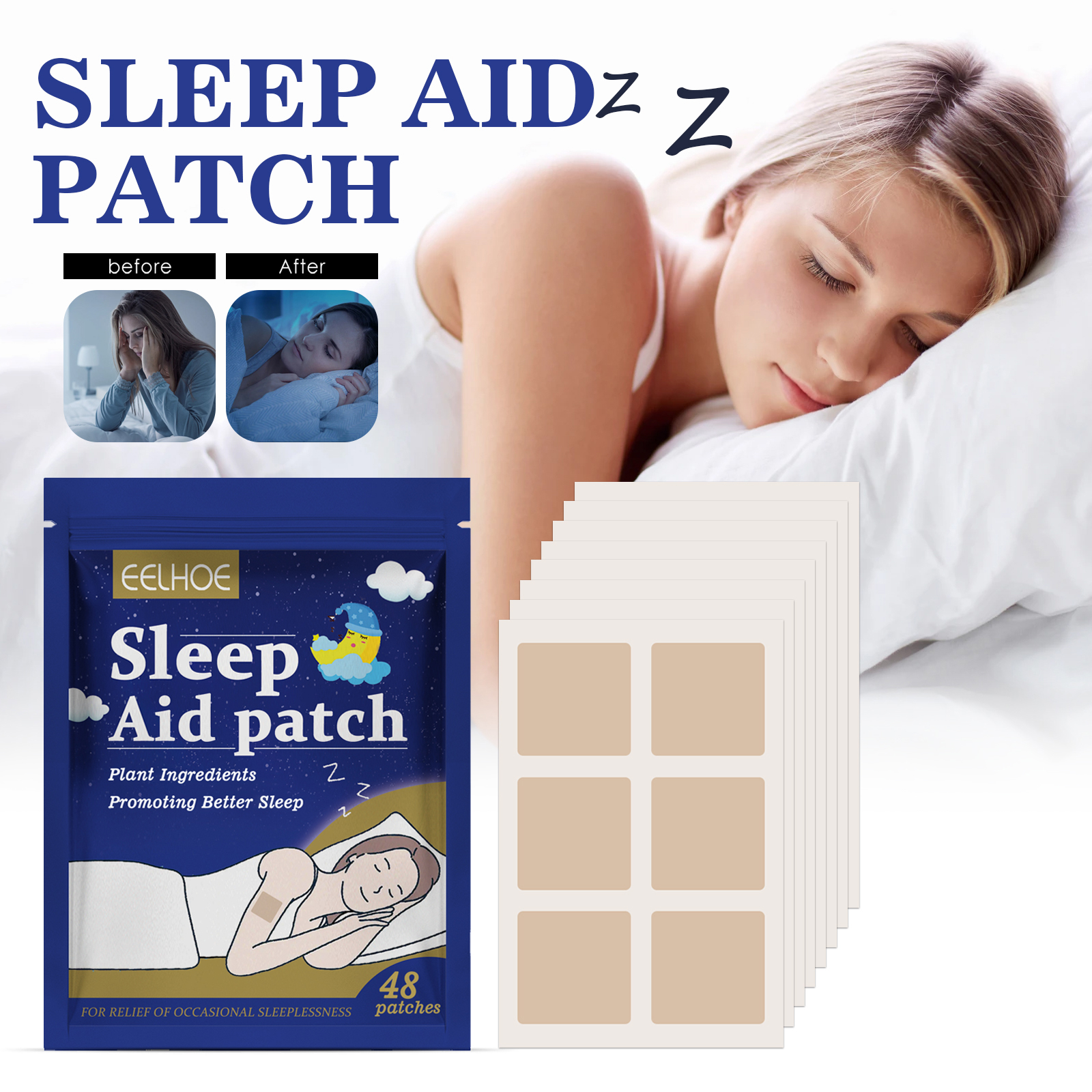  48pcs/bag Sleep Patch Soothes Muscle Tension,Relieves Body Fatigue And Anxiety Sleep Aid Patch Body Care Patch