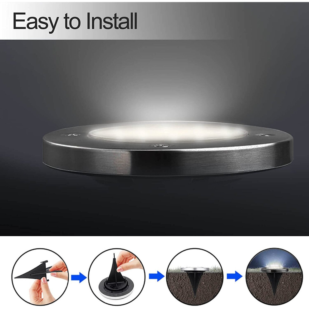 (Warm White) 12LED Solar Power Ground Lights Floor Decking Lawn