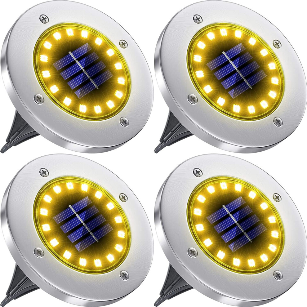 (Warm White) 12LED Solar Power Ground Lights Floor Decking Lawn