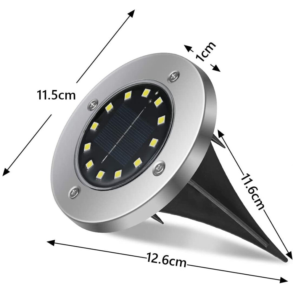 (Warm White) 12LED Solar Power Ground Lights Floor Decking Lawn