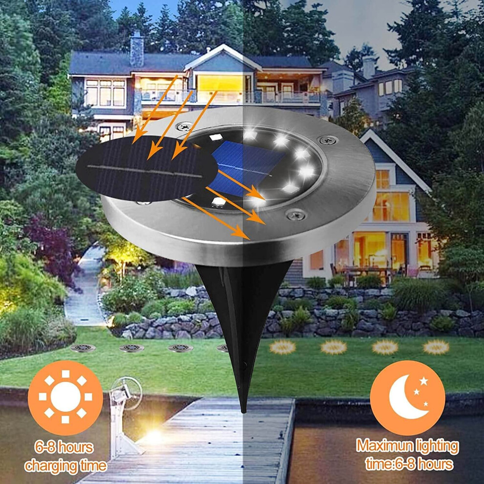 (Warm White) 12LED Solar Power Ground Lights Floor Decking Lawn