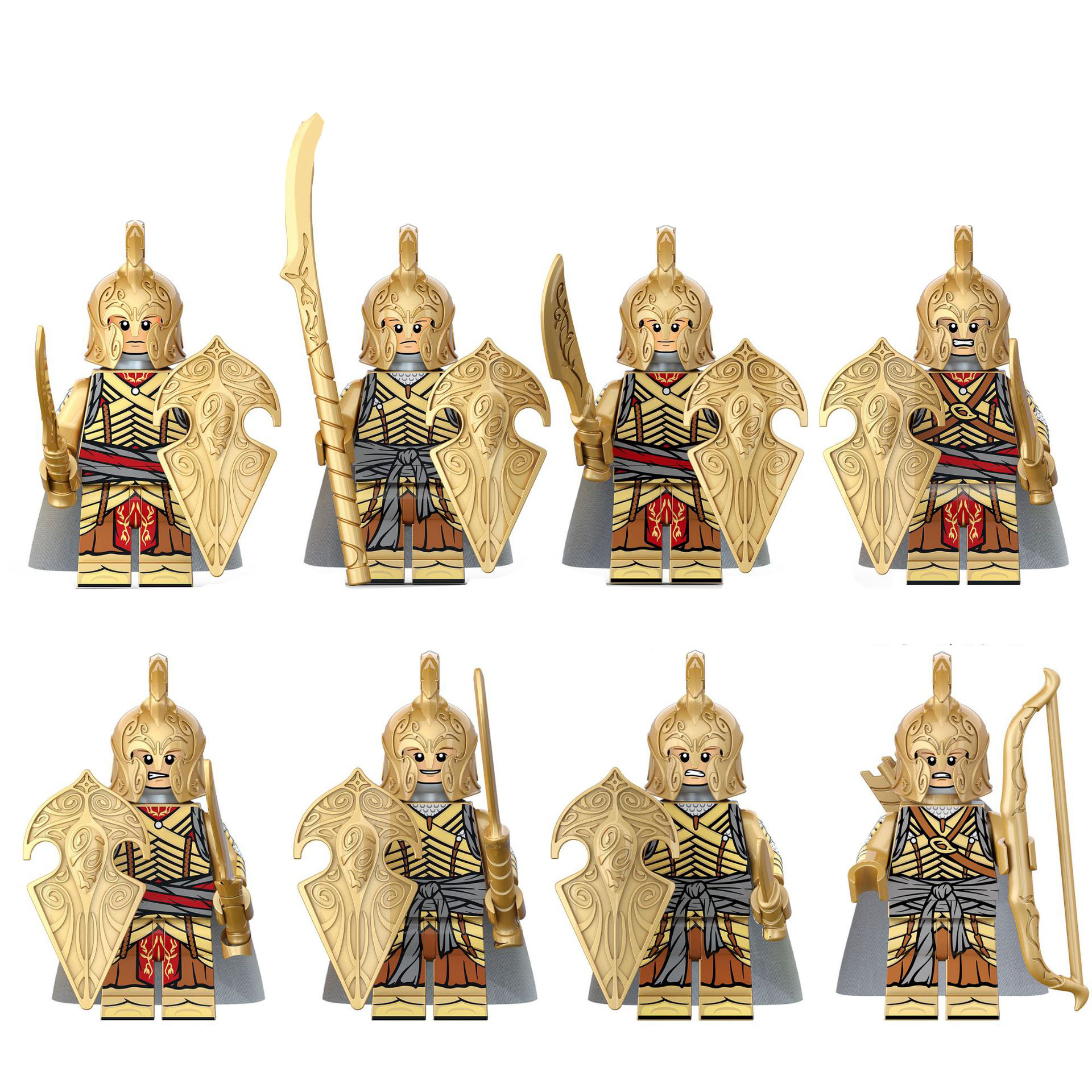 (Soldier G) The Lord of the Rings Elf Warrior Mini Figures Toy Set Military Building Blocks with Weapons Role Play for Imaginative War Games for Kids 