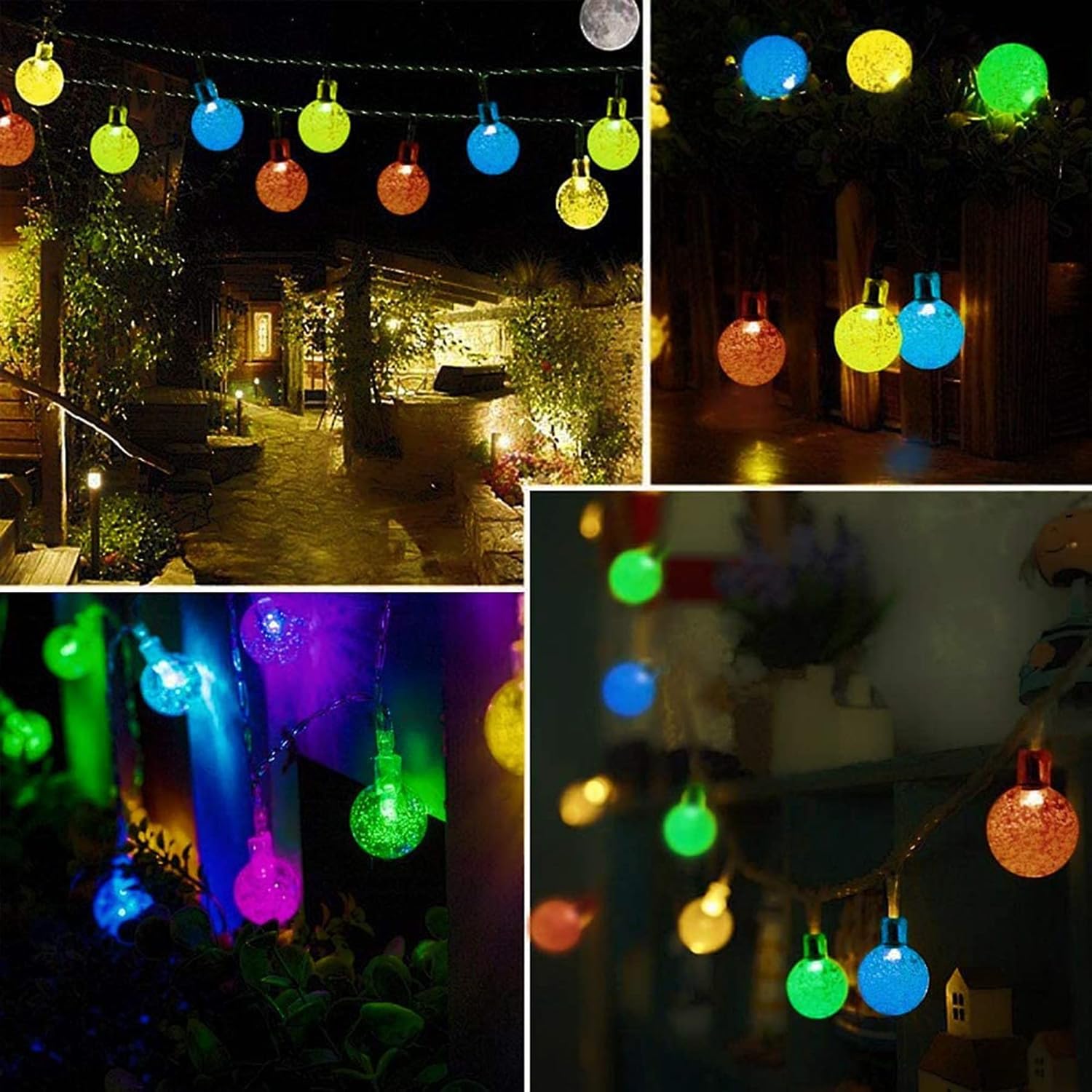 (Multi-coloured) Solar Fairy Lights Outdoor Waterproof 50LED Solar Garden Lights 8 Mode 7M 23Ft Outdoor String Lights for Garden Patio Yard Home Christmas Parties Wedding