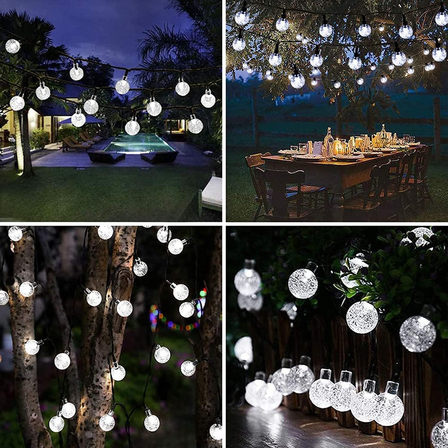 (Multi-coloured) Solar Fairy Lights Outdoor Waterproof 50LED Solar Garden Lights 8 Mode 7M 23Ft Outdoor String Lights for Garden Patio Yard Home Christmas Parties Wedding