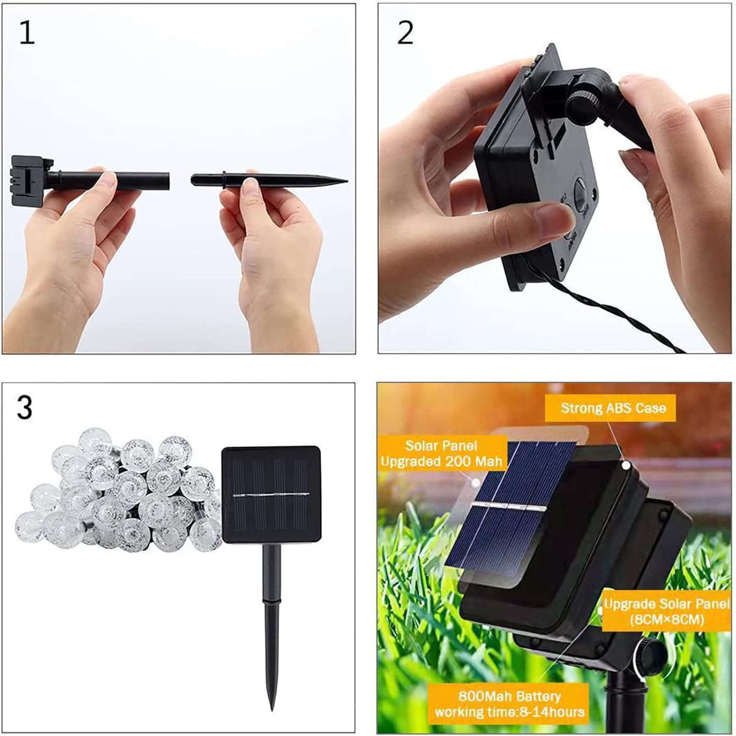 (Multi-coloured) Solar Fairy Lights Outdoor Waterproof 50LED Solar Garden Lights 8 Mode 7M 23Ft Outdoor String Lights for Garden Patio Yard Home Christmas Parties Wedding