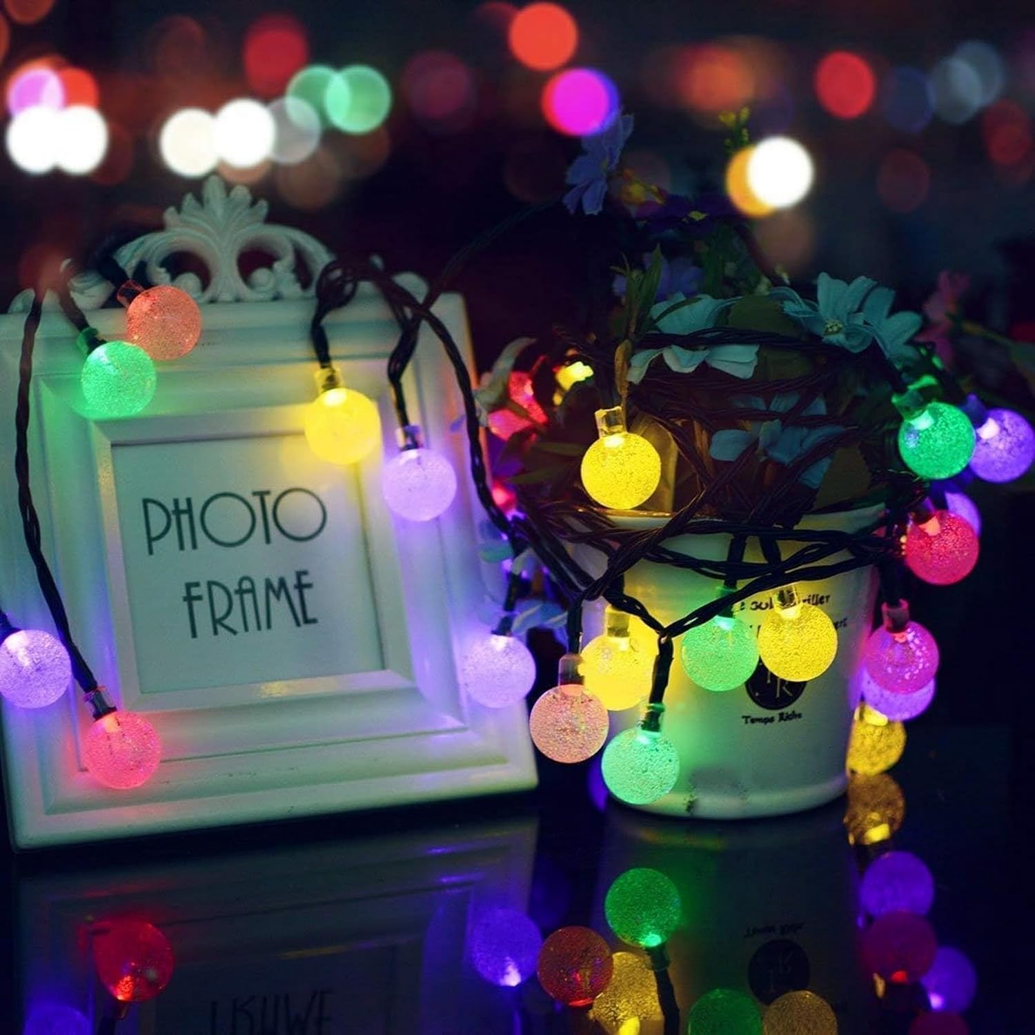 (Multi-coloured) Solar Fairy Lights Outdoor Waterproof 50LED Solar Garden Lights 8 Mode 7M 23Ft Outdoor String Lights for Garden Patio Yard Home Christmas Parties Wedding
