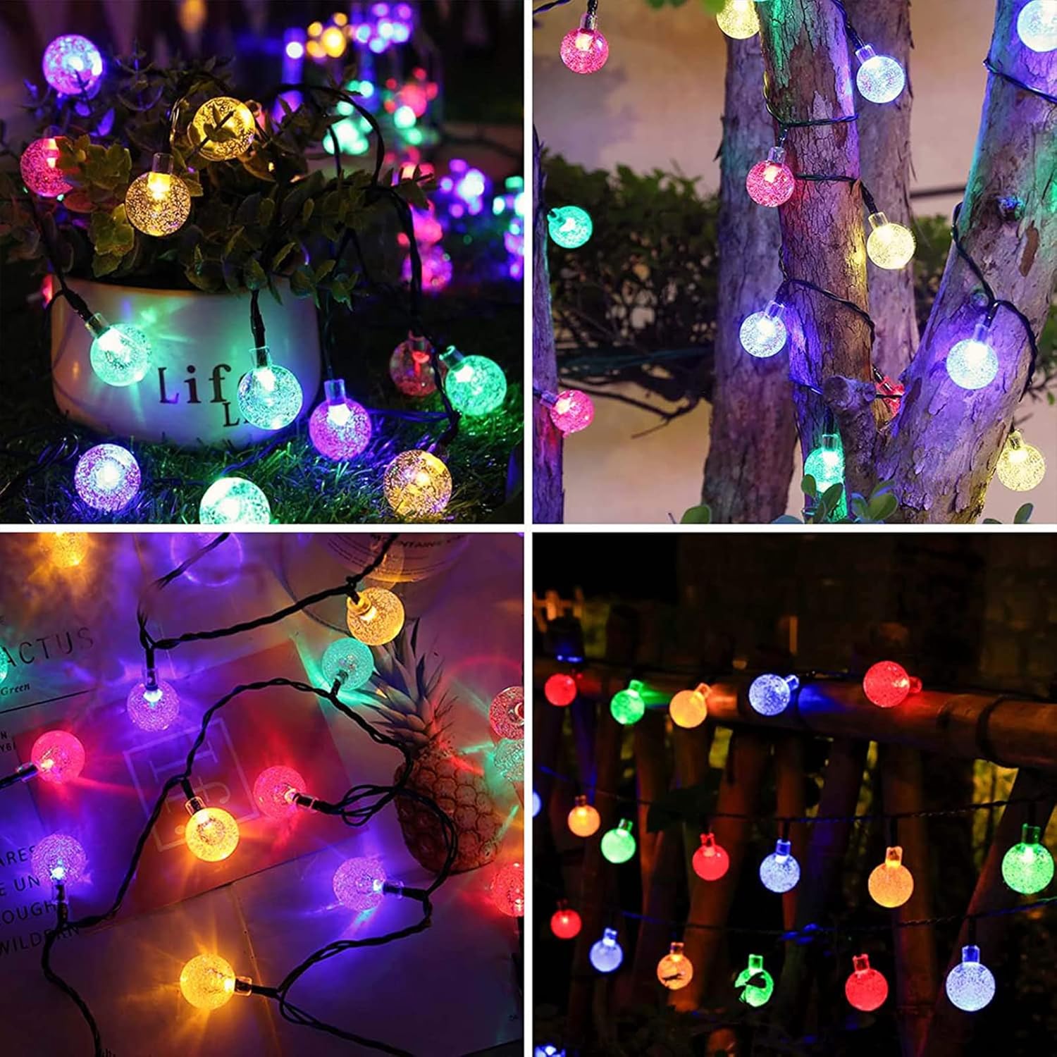 (Multi-coloured) Solar Fairy Lights Outdoor Waterproof 50LED Solar Garden Lights 8 Mode 7M 23Ft Outdoor String Lights for Garden Patio Yard Home Christmas Parties Wedding