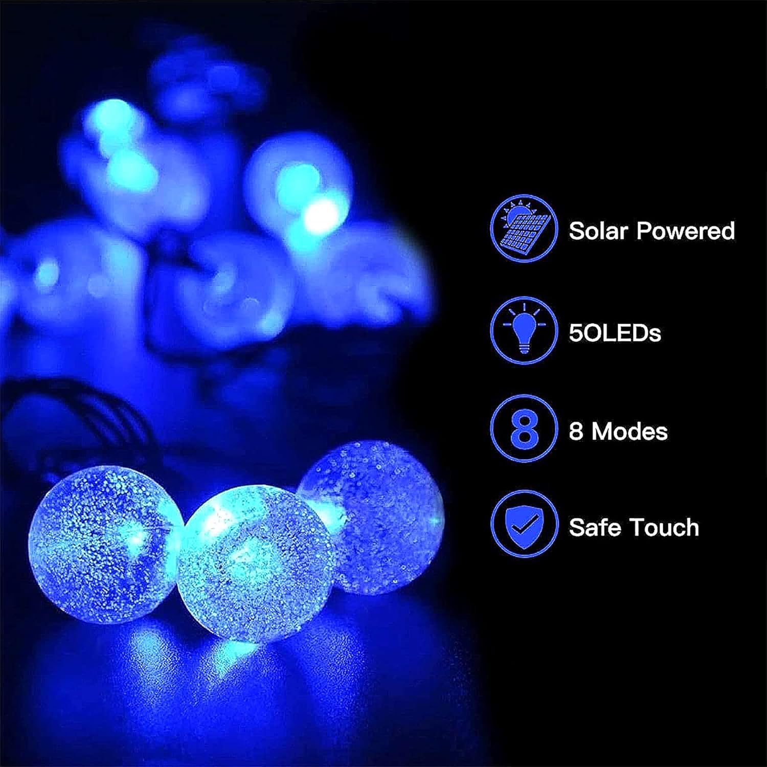 (Multi-coloured) Solar Fairy Lights Outdoor Waterproof 50LED Solar Garden Lights 8 Mode 7M 23Ft Outdoor String Lights for Garden Patio Yard Home Christmas Parties Wedding