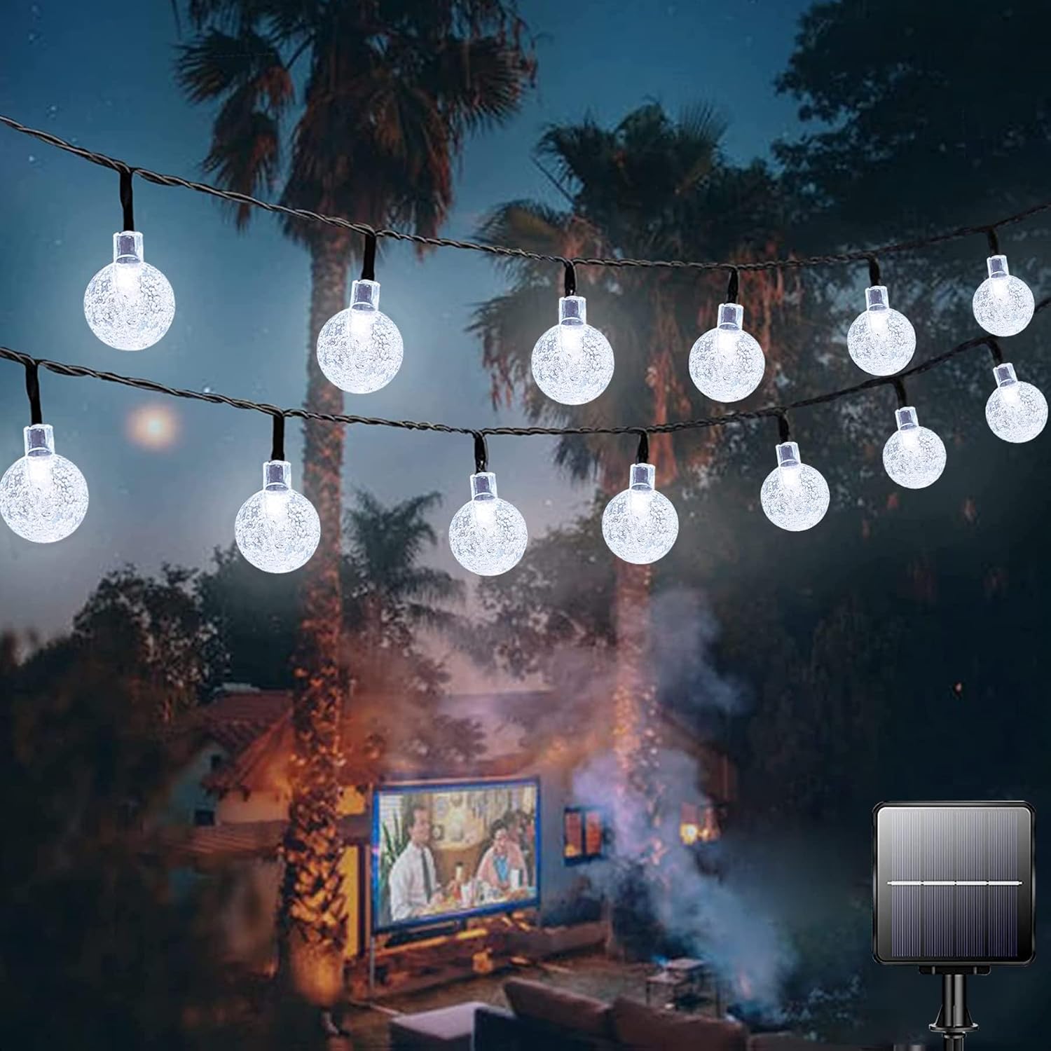 (Multi-coloured) Solar Fairy Lights Outdoor Waterproof 50LED Solar Garden Lights 8 Mode 7M 23Ft Outdoor String Lights for Garden Patio Yard Home Christmas Parties Wedding