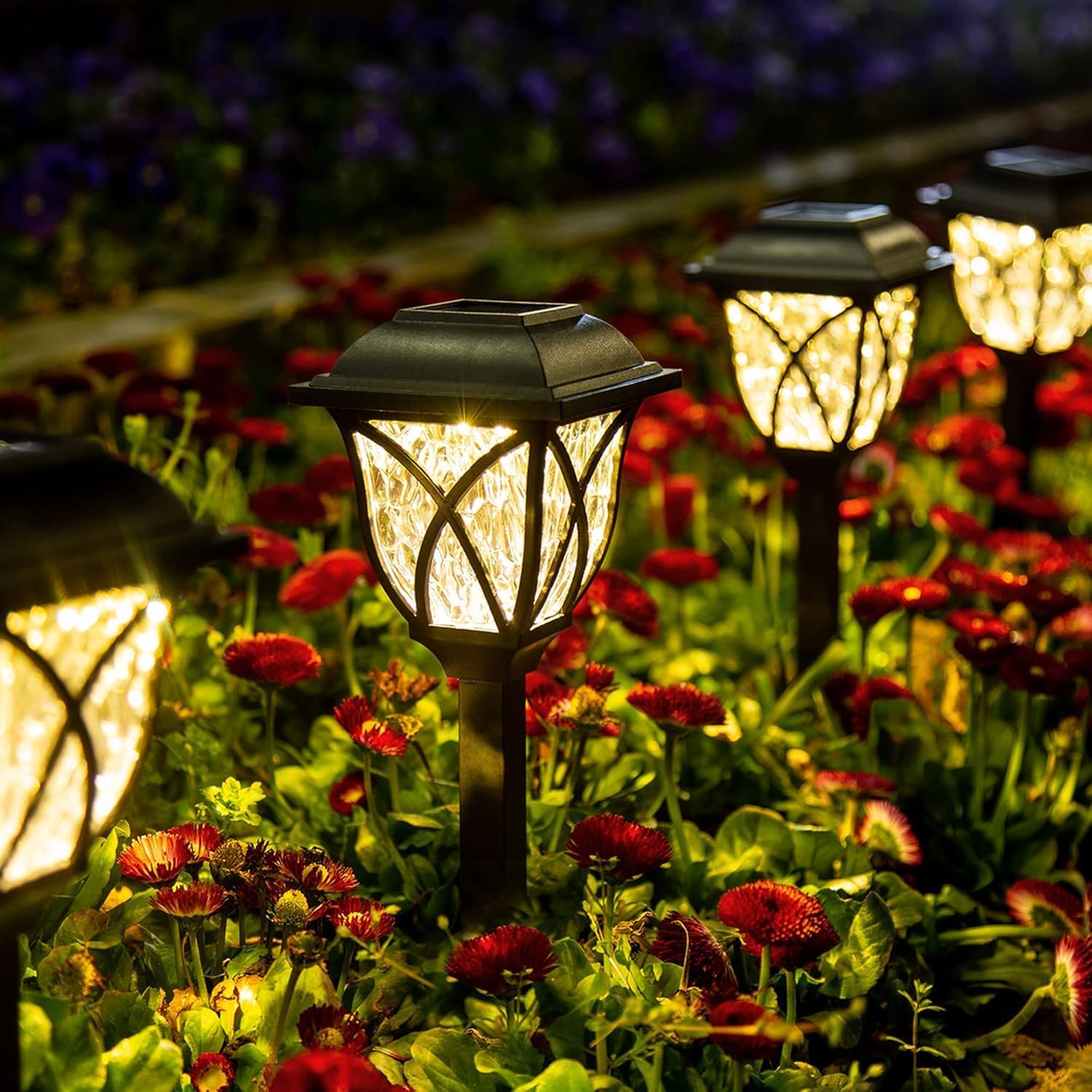 Solar Lights Outdoor Garden 6 Pack LED Garden Solar Lights Waterproof Solar Powered Pathway Lights for Yard Patio Landscape Walkway Path 