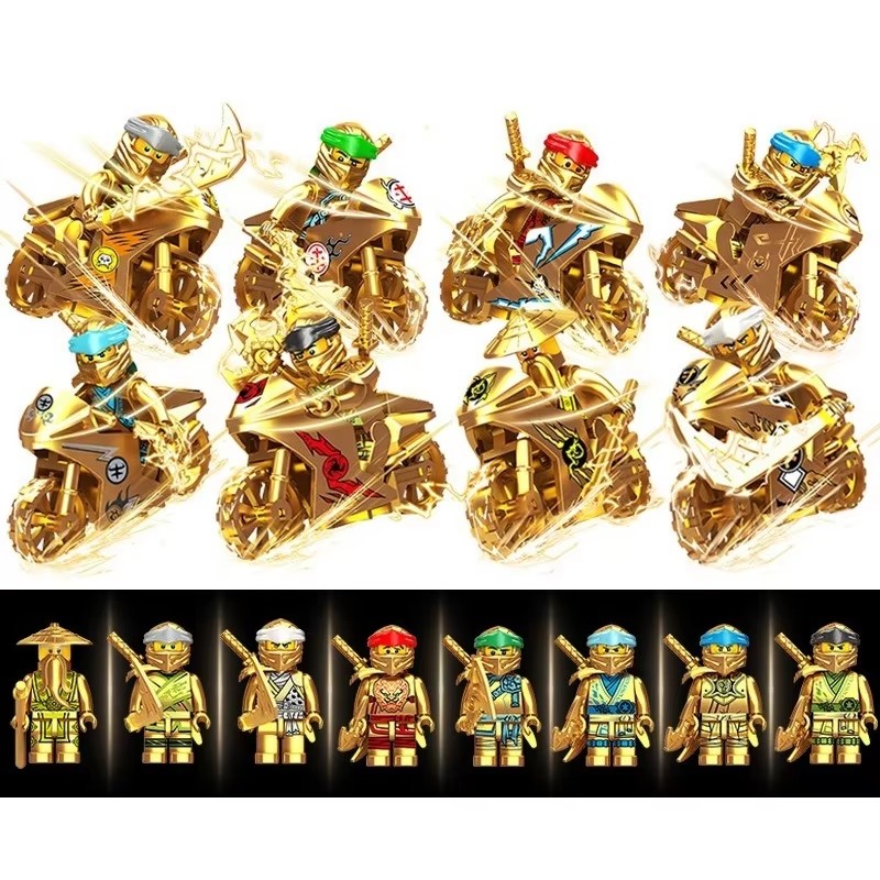 (12 PCS) Cartoon Characters Minifigures Assembled Toy Building Blocks Phantom Ninja Motorcycle Team Beneficial Intelligence Boy Toys