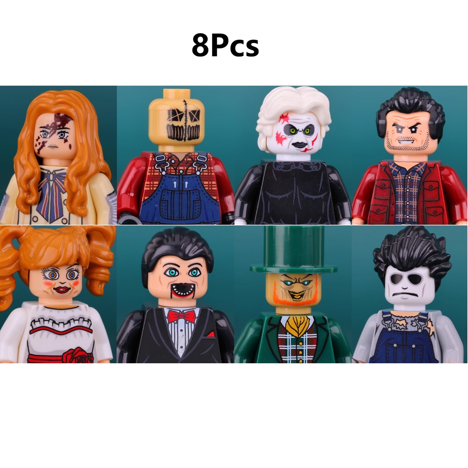 (8 PCS A) Halloween Building Blocks Terror Evil Witch Vampire Zombies Apocalypse Demon Death Ghost Nun Mini Action Figure Toys