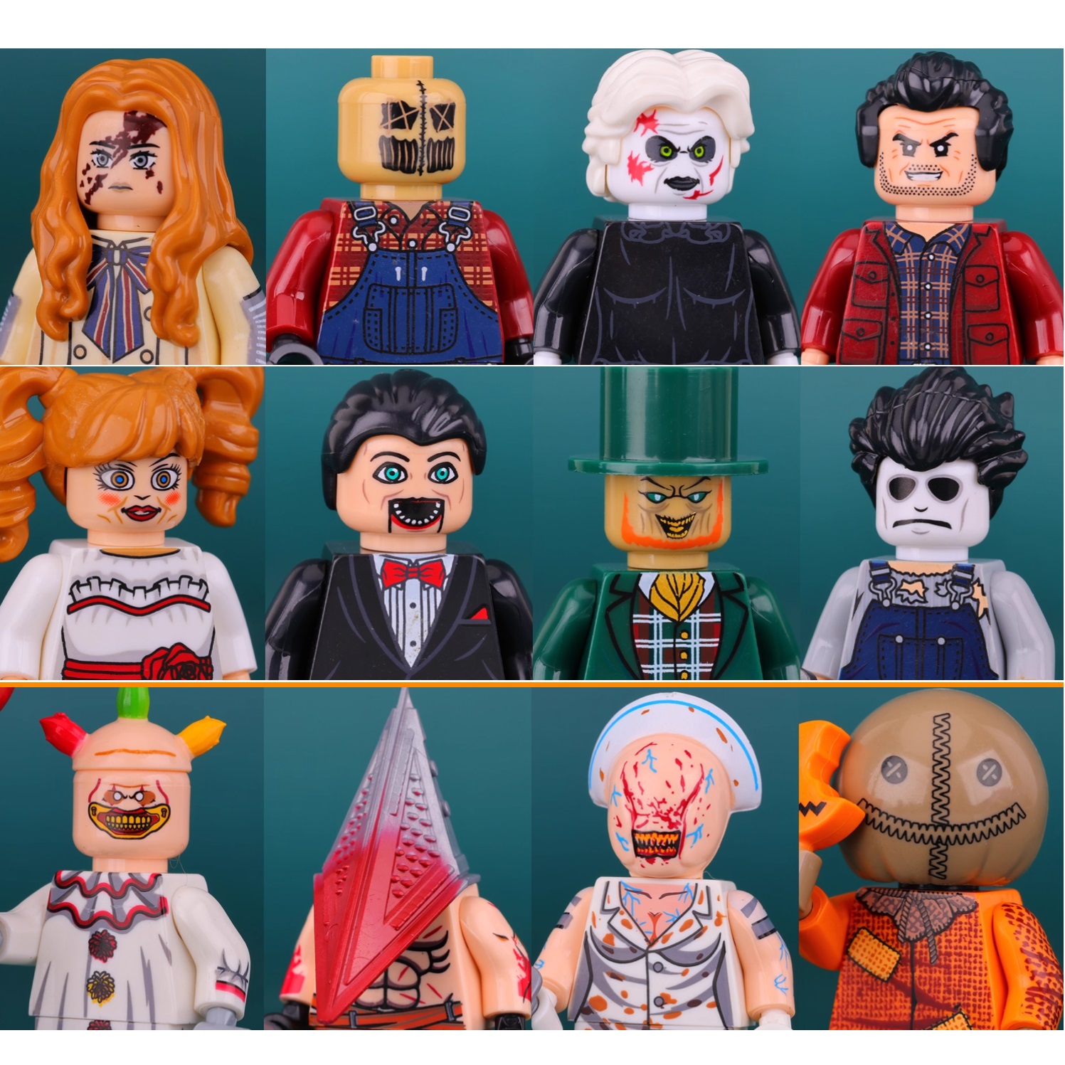 (8 PCS A) Halloween Building Blocks Terror Evil Witch Vampire Zombies Apocalypse Demon Death Ghost Nun Mini Action Figure Toys
