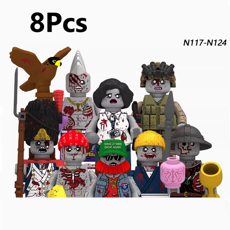 (8 PCS A) Halloween Building Blocks Terror Evil Witch Vampire Zombies Apocalypse Demon Death Ghost Nun Mini Action Figure Toys