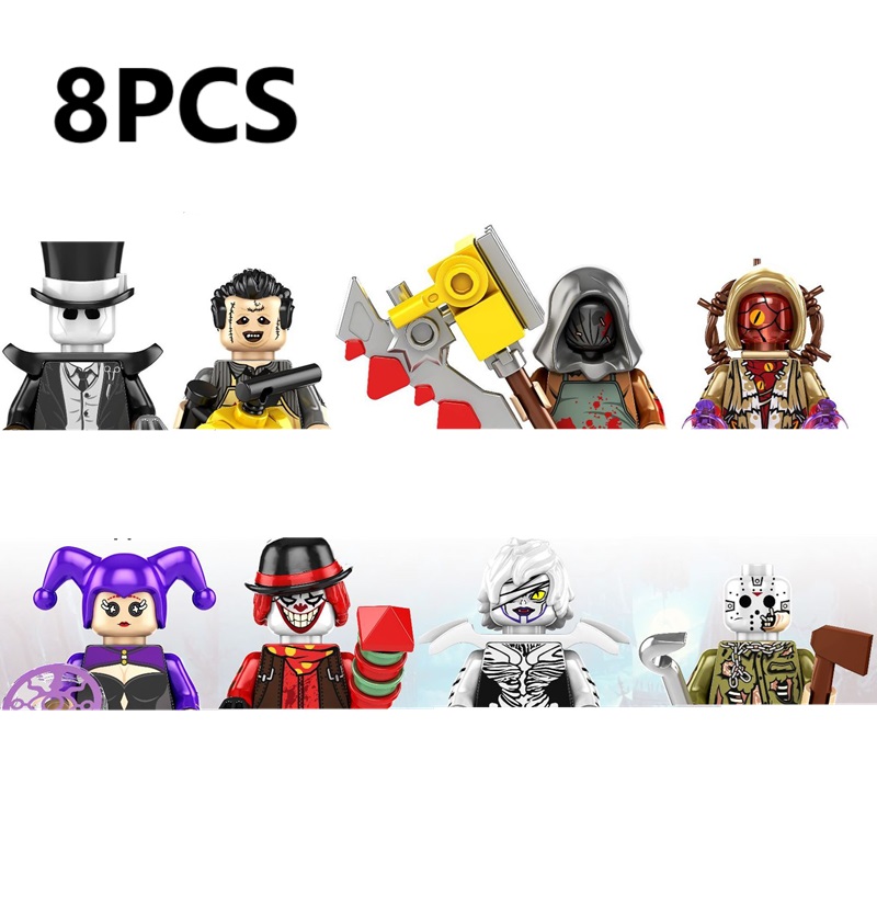 (8 PCS A) Halloween Building Blocks Terror Evil Witch Vampire Zombies Apocalypse Demon Death Ghost Nun Mini Action Figure Toys
