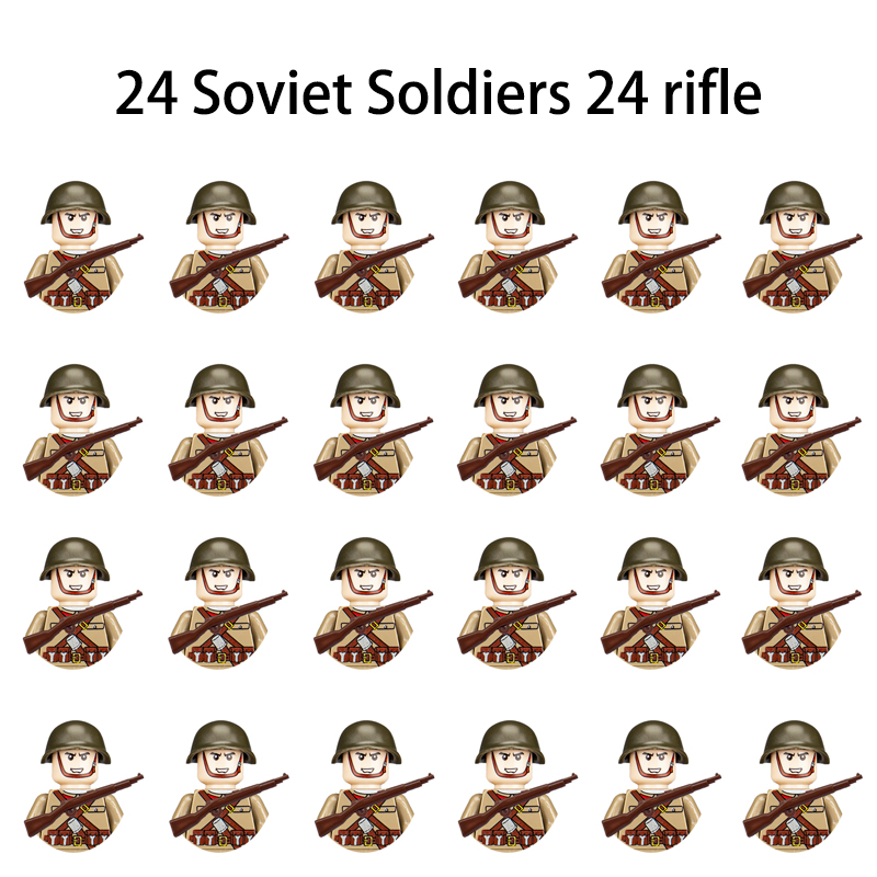 WWII Soldiers Building Blocks National Army Mini Figures Weapons Assembling Bricks Children toys