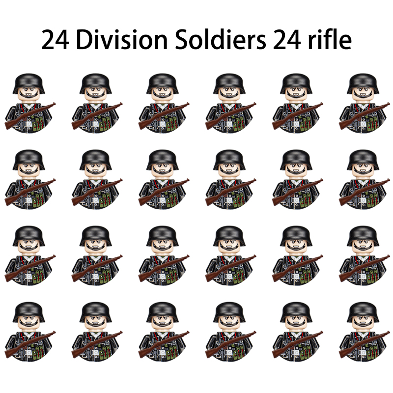 (Division Soldiers) WWII Soldiers Building Blocks National Army Mini Figures Weapons Assembling Bricks Children toys