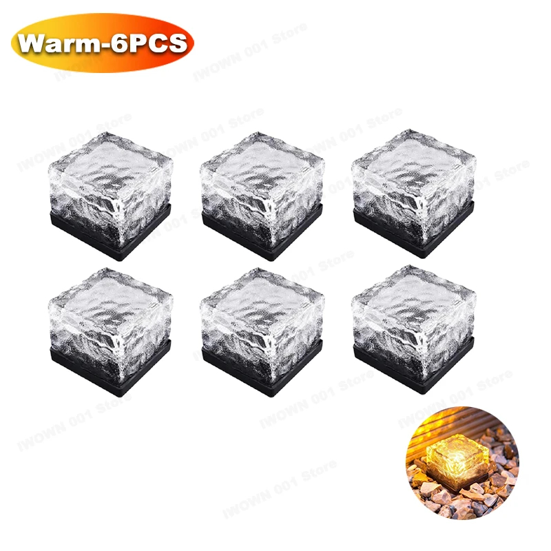 (1 PCS) Solar Powered Ice Cube Lamp Glass Brick Landscape Square Glass Outdoor Road Courtyard Garden Decoration
