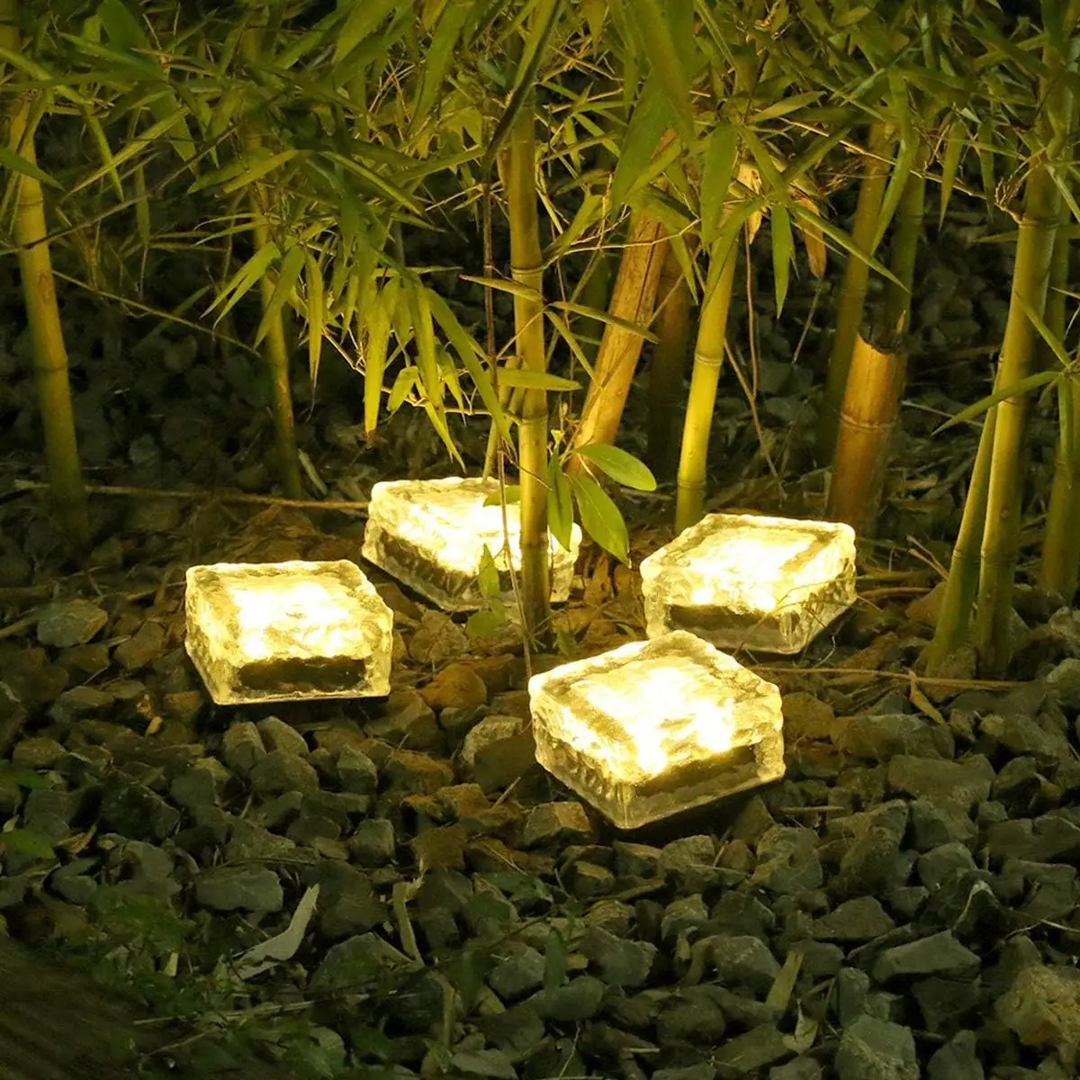 (1 PCS) Solar Powered Ice Cube Lamp Glass Brick Landscape Square Glass Outdoor Road Courtyard Garden Decoration