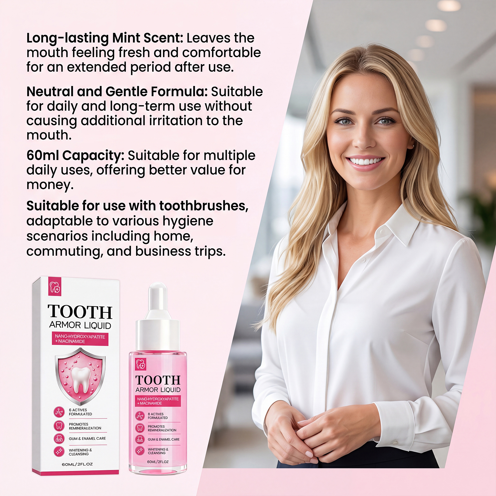 Teeth Brightening Care Liquid Daily Mild Care Brighten Clean Stain Comfort Maintain Fresh Gum Protection Oral Surface Gentle Daily Oral Care