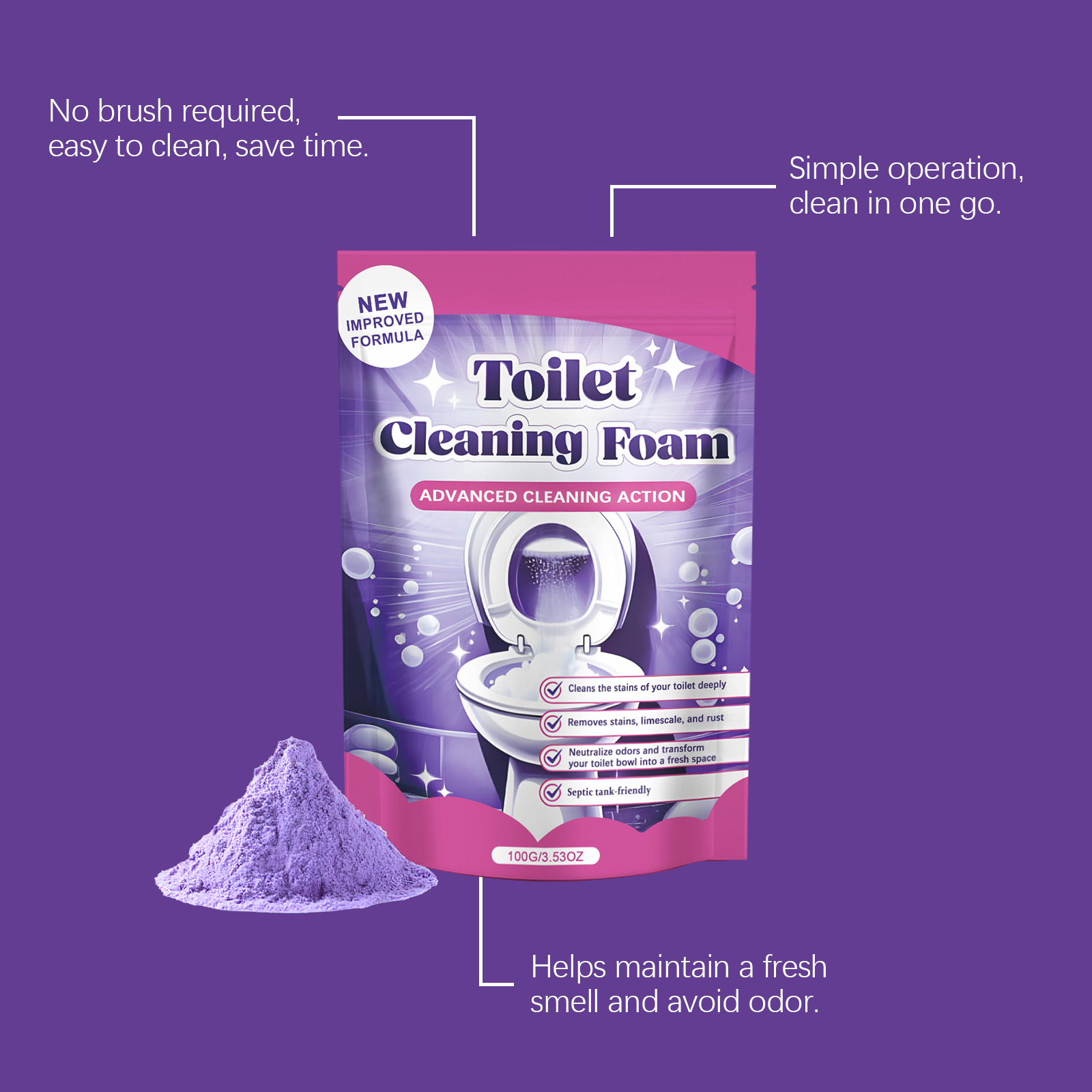 Toilet Cleaning Powder Daily Mild Clean Fragrant Deodorize Remove Scale Dirt For Sanitary Ware