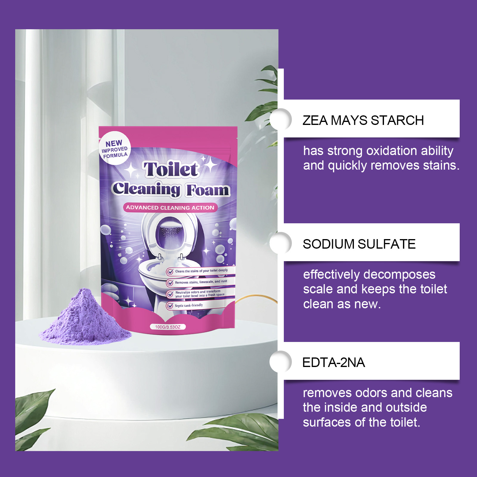 Toilet Cleaning Powder Daily Mild Clean Fragrant Deodorize Remove Scale Dirt For Sanitary Ware