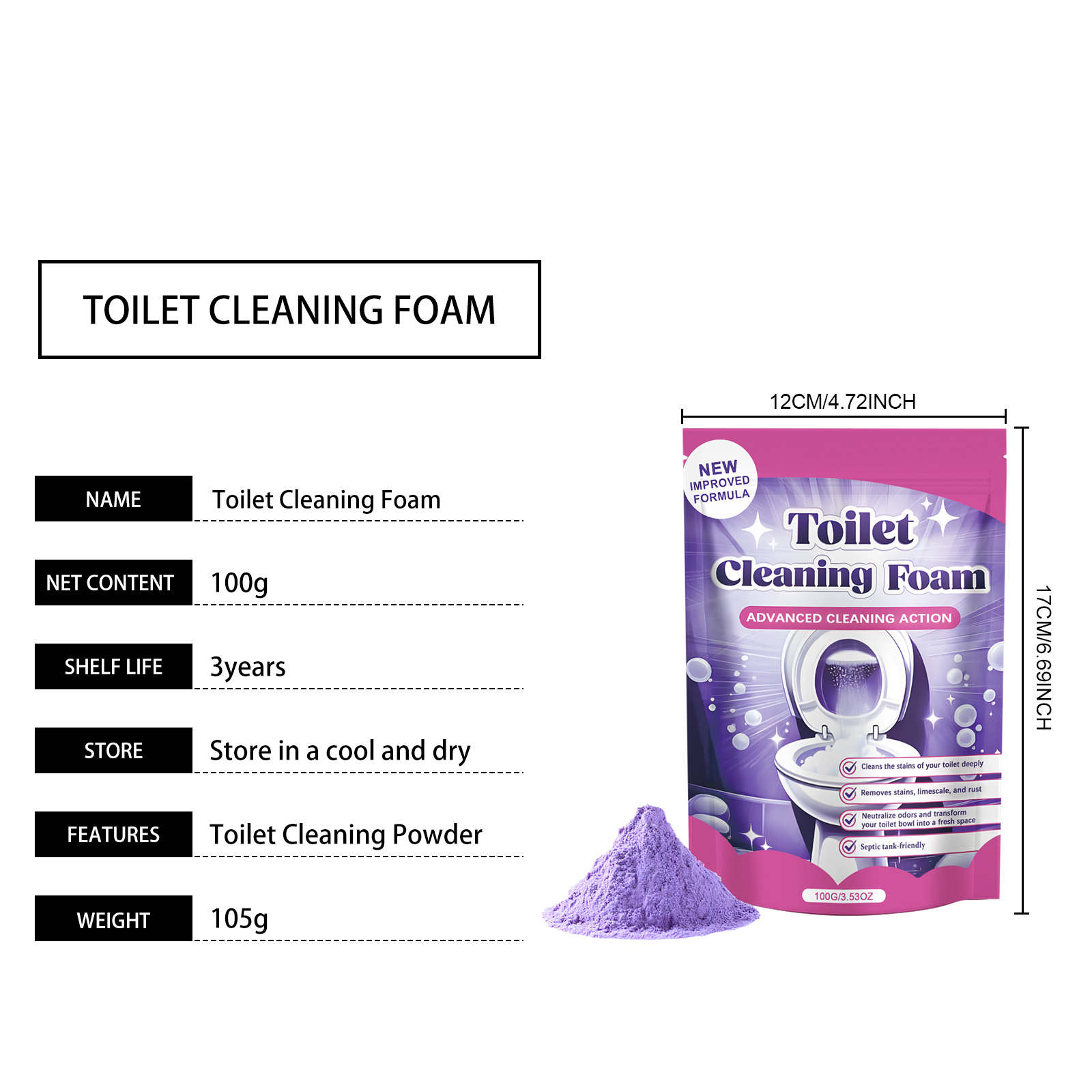 Toilet Cleaning Powder Daily Mild Clean Fragrant Deodorize Remove Scale Dirt For Sanitary Ware