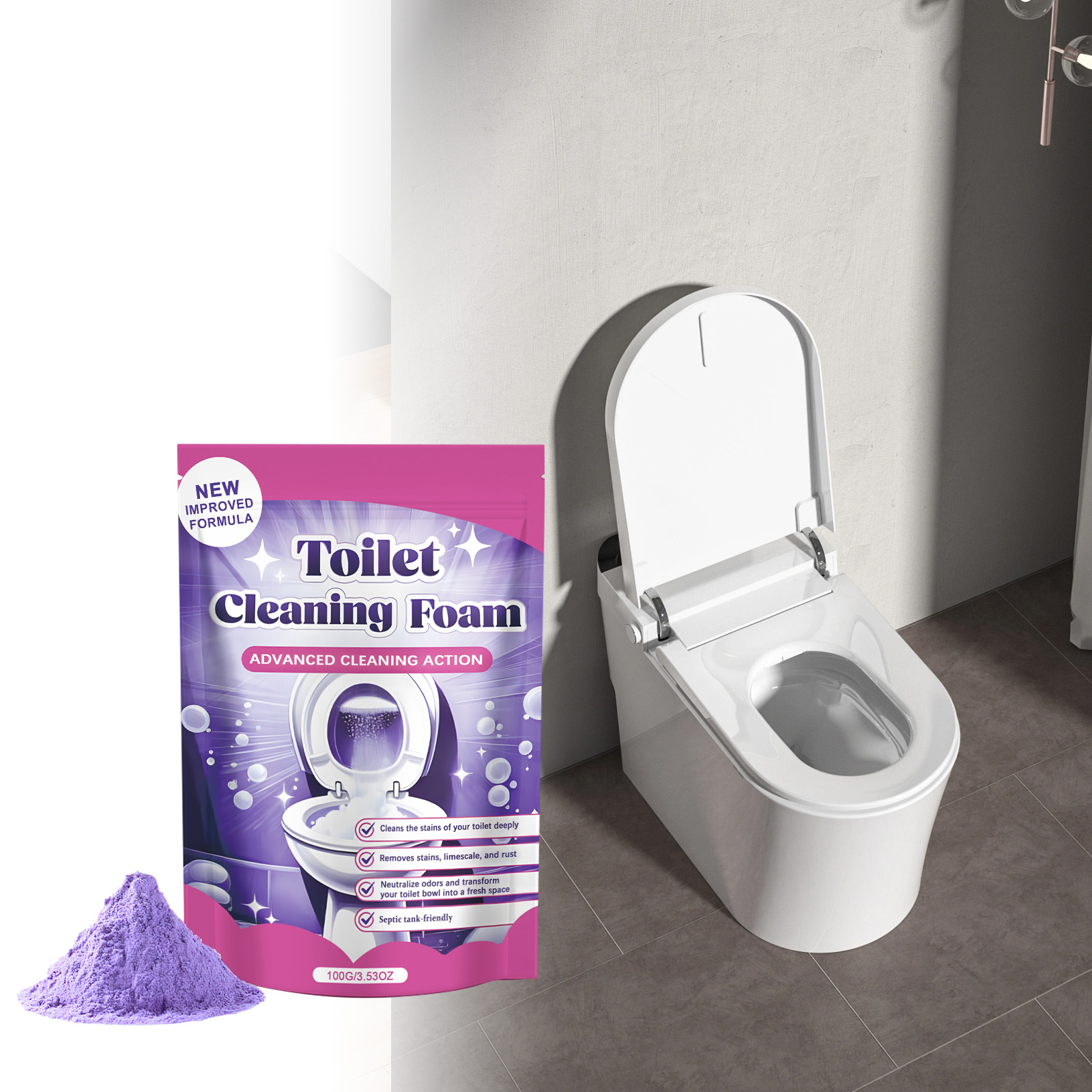 Toilet Cleaning Powder Daily Mild Clean Fragrant Deodorize Remove Scale Dirt For Sanitary Ware