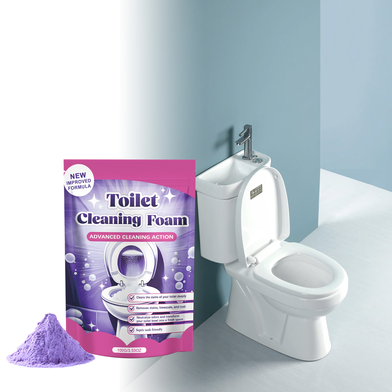 Toilet Cleaning Powder Daily Mild Clean Fragrant Deodorize Remove Scale Dirt For Sanitary Ware