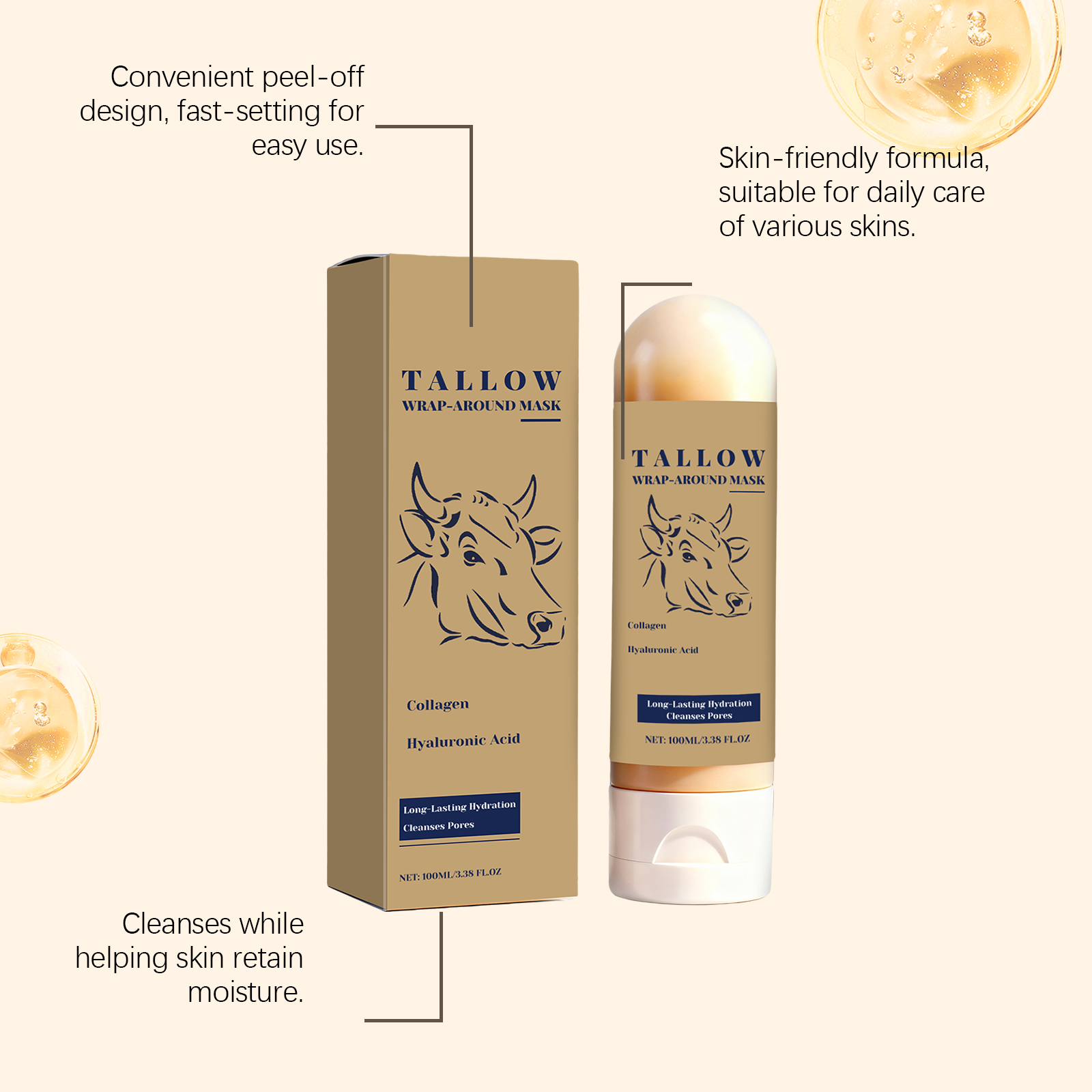 Cow Butter Peel Off Mask Mild Clean Facial Cutin Daily Moisturize Nourish Protect Skin