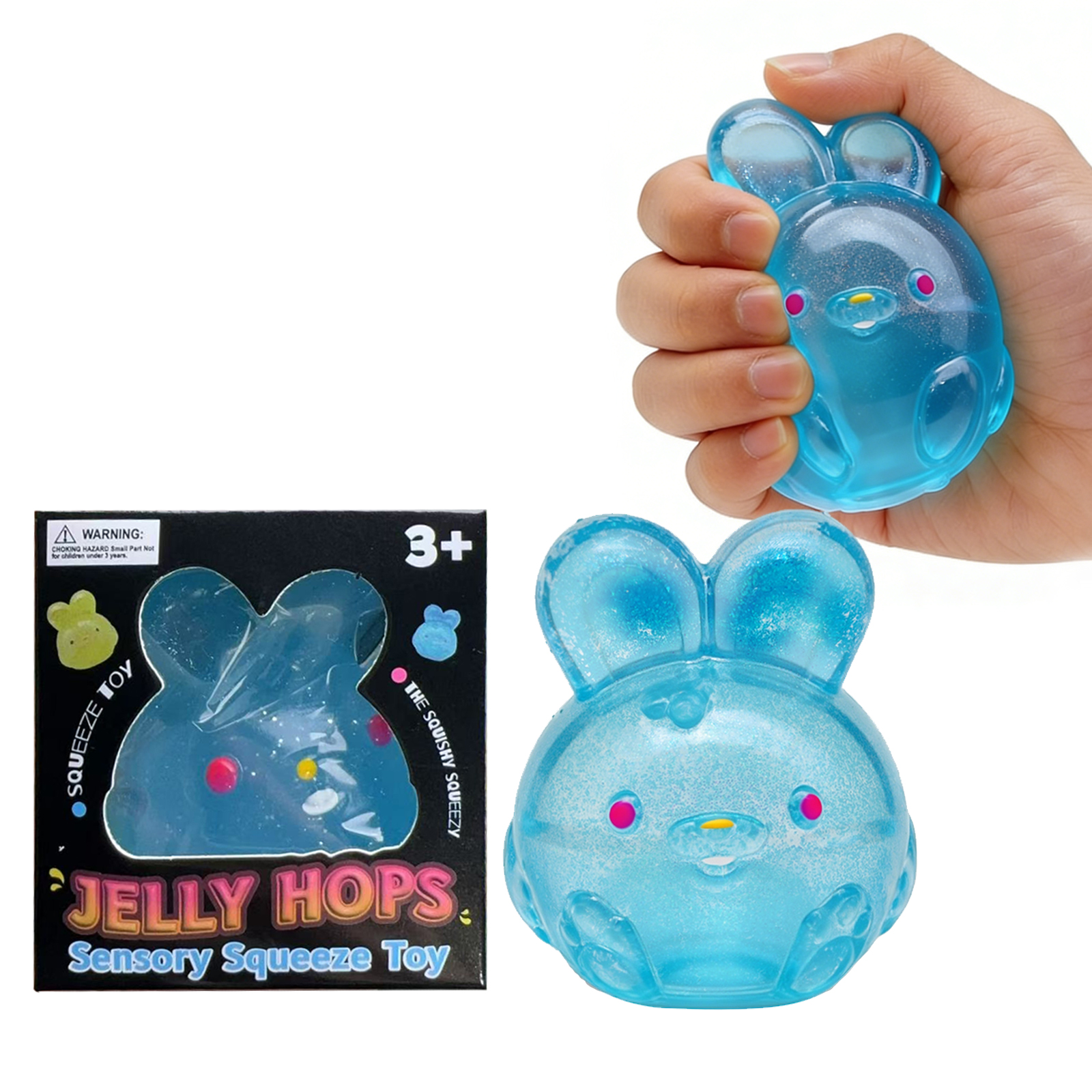 (Pink) Jelly Squeeze Toy Blue Style Childlike Cute Simulated Rabbit Tpr Material Stress Relief Hand Play Item