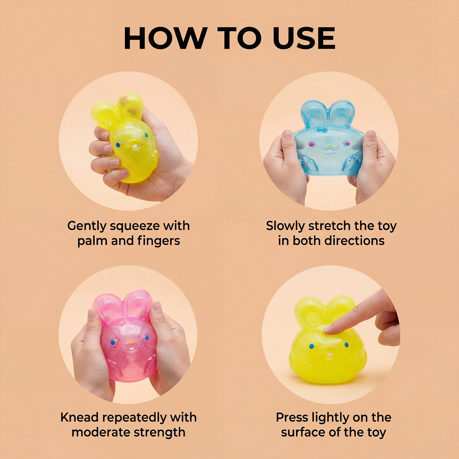 (Pink) Jelly Squeeze Toy Blue Style Childlike Cute Simulated Rabbit Tpr Material Stress Relief Hand Play Item