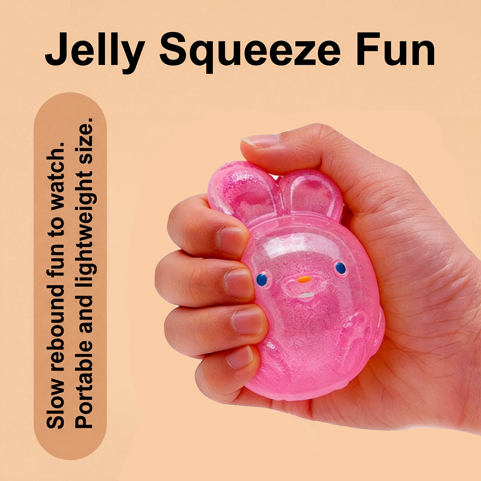 (Pink) Jelly Squeeze Toy Blue Style Childlike Cute Simulated Rabbit Tpr Material Stress Relief Hand Play Item