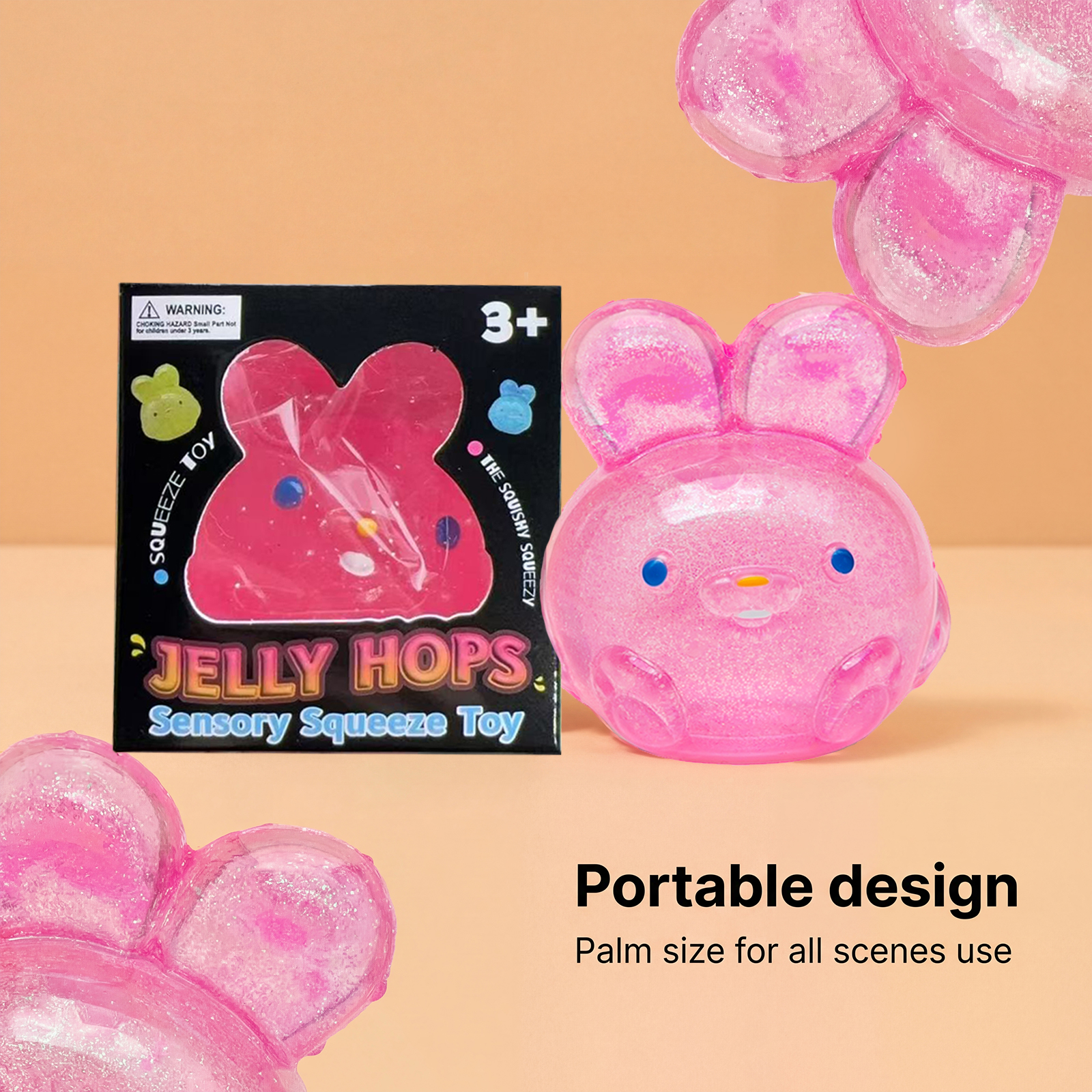 (Pink) Jelly Squeeze Toy Blue Style Childlike Cute Simulated Rabbit Tpr Material Stress Relief Hand Play Item