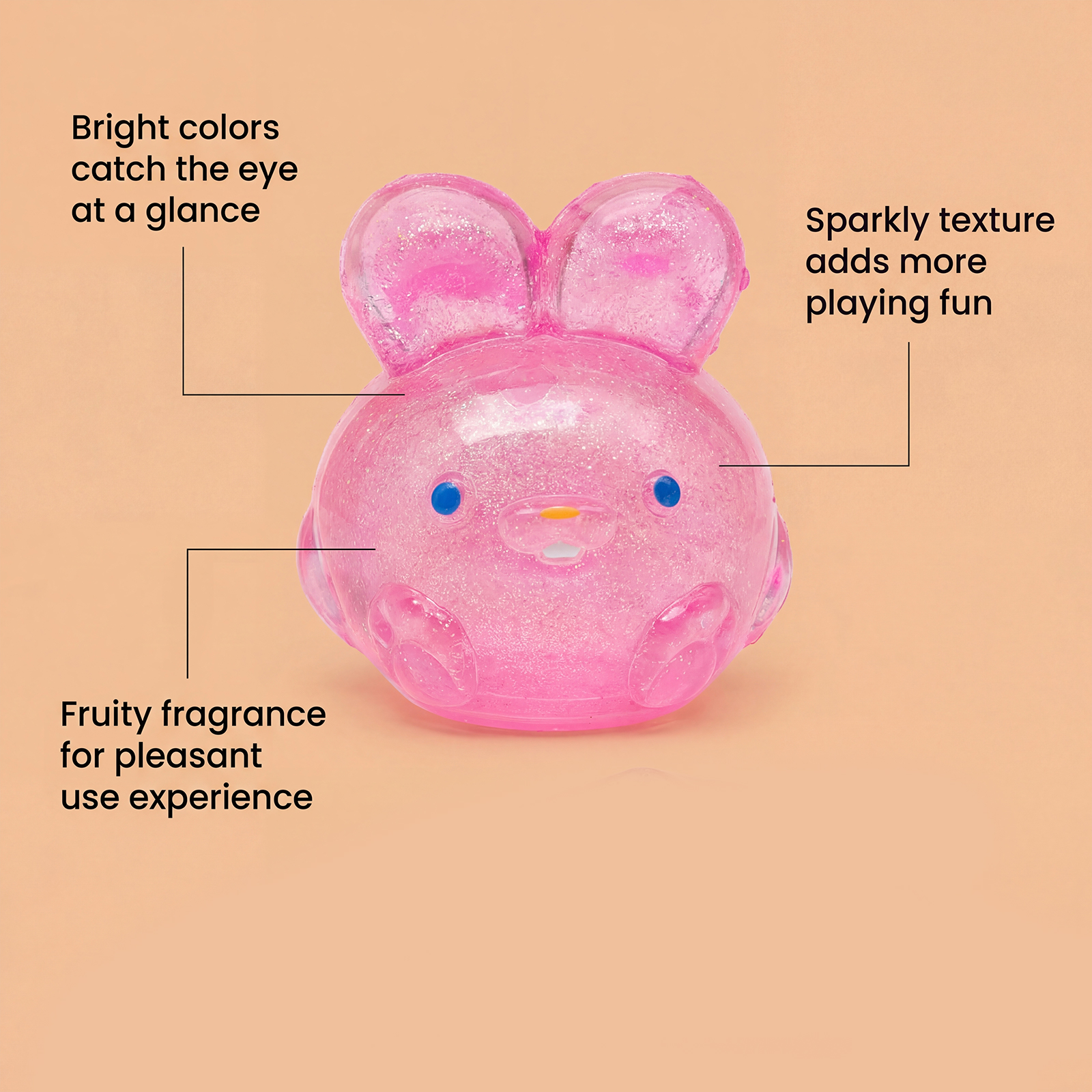 (Pink) Jelly Squeeze Toy Blue Style Childlike Cute Simulated Rabbit Tpr Material Stress Relief Hand Play Item